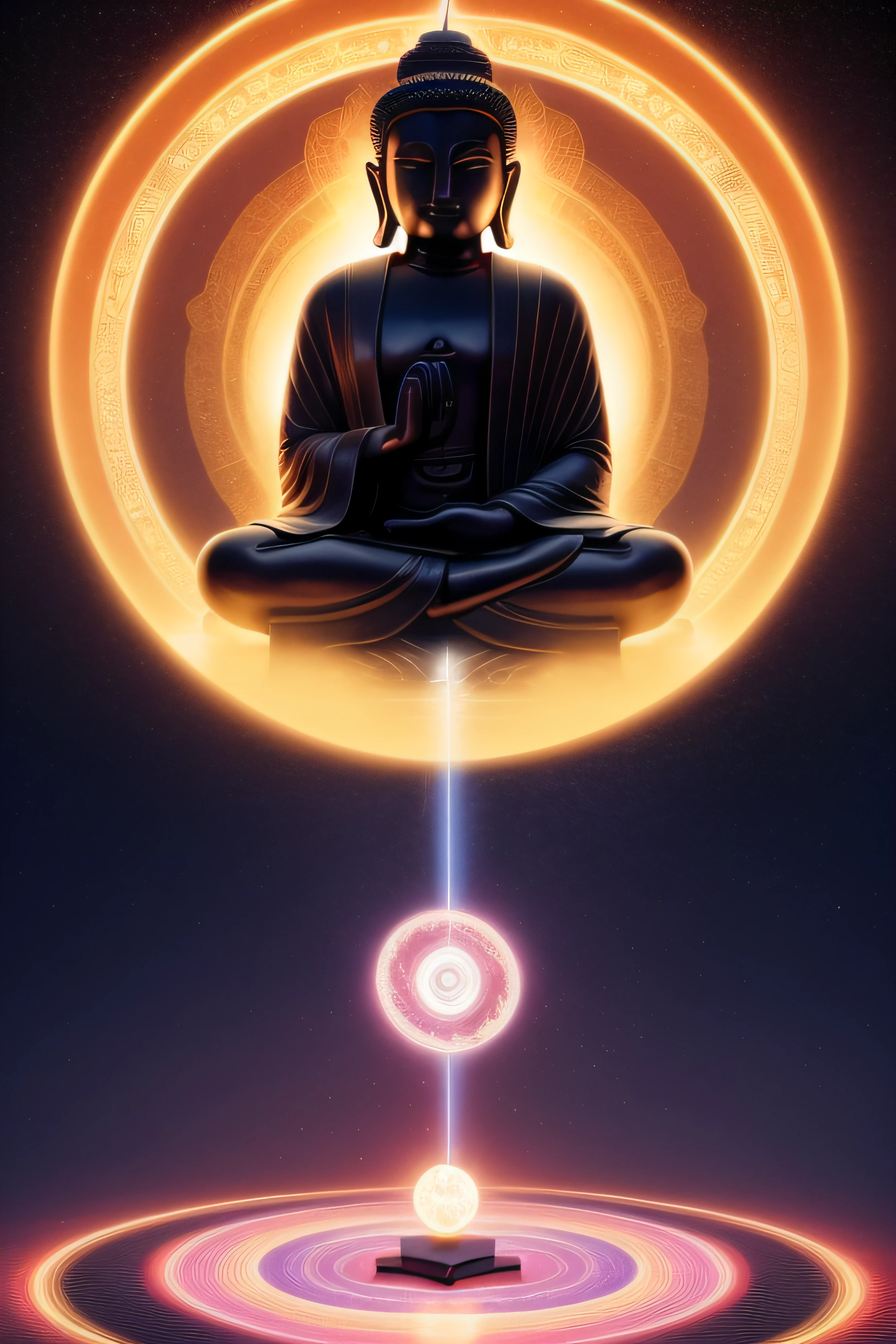 ((retrato de buda meditando en el centro)), (HARMONY, equilibrio, yin-yang), pintura de seda china, principios de Tai Chi, movimiento fluido, elementos interconectados, the interaction of contrasting forces, Taoist Philosophy, un toque del I Ching, Warm and cool color palette, arte reflexivo, inspirado en Laozi, Zhuangzi, diagramas de Yin Yang, Taijitu, el Bagua, The fusion of the spiritual and the physical,1girl,solo, agarrando pechos,, taoist, Invocar magia, Cinematic lighting, Division of fire and ice, fondo de bagua, bagua circular, yi yang, Taoist practice, Mediation seat, asiento de Buda, loong en espiral, nudo en la parte superior,