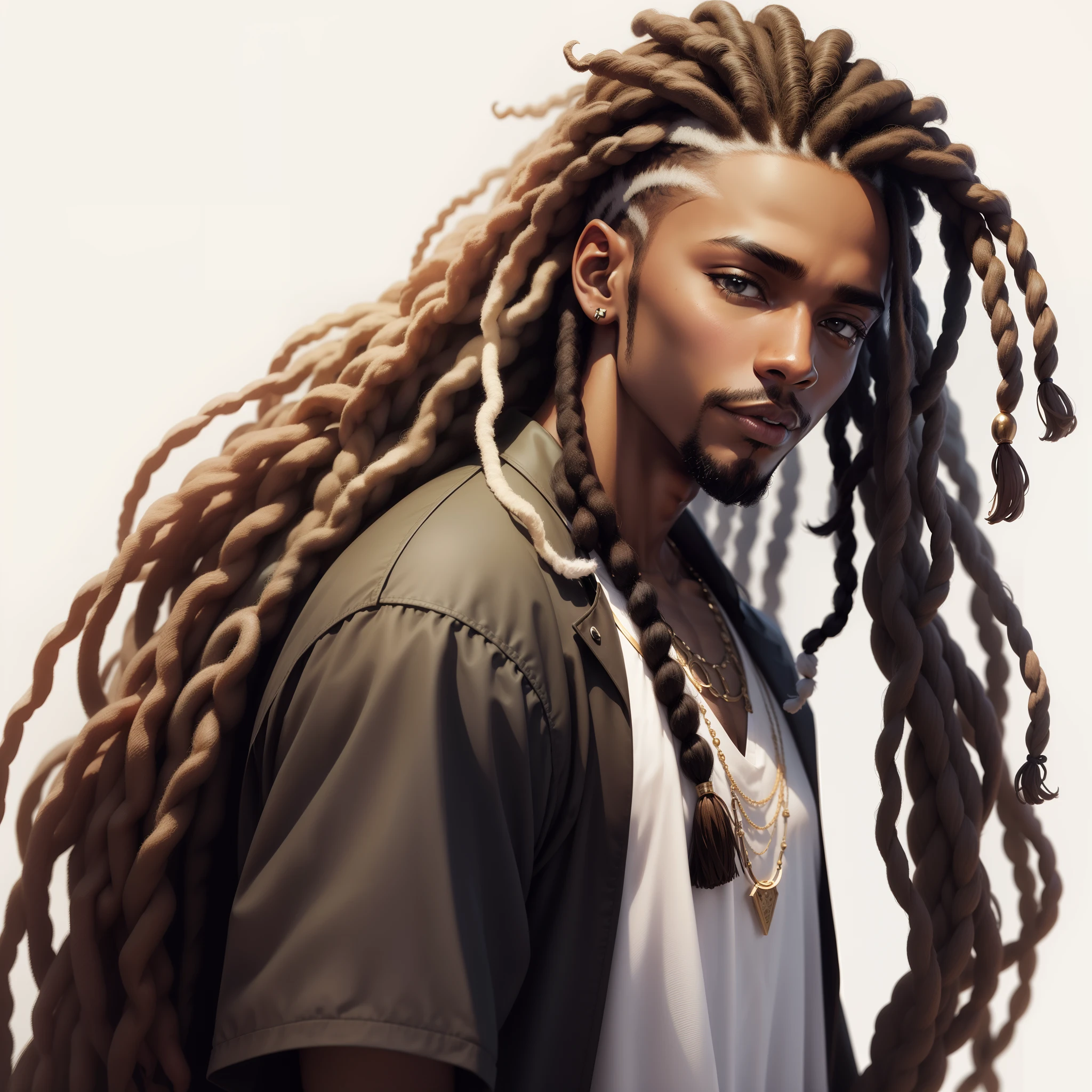 Creat a black man with dreadlock on white background