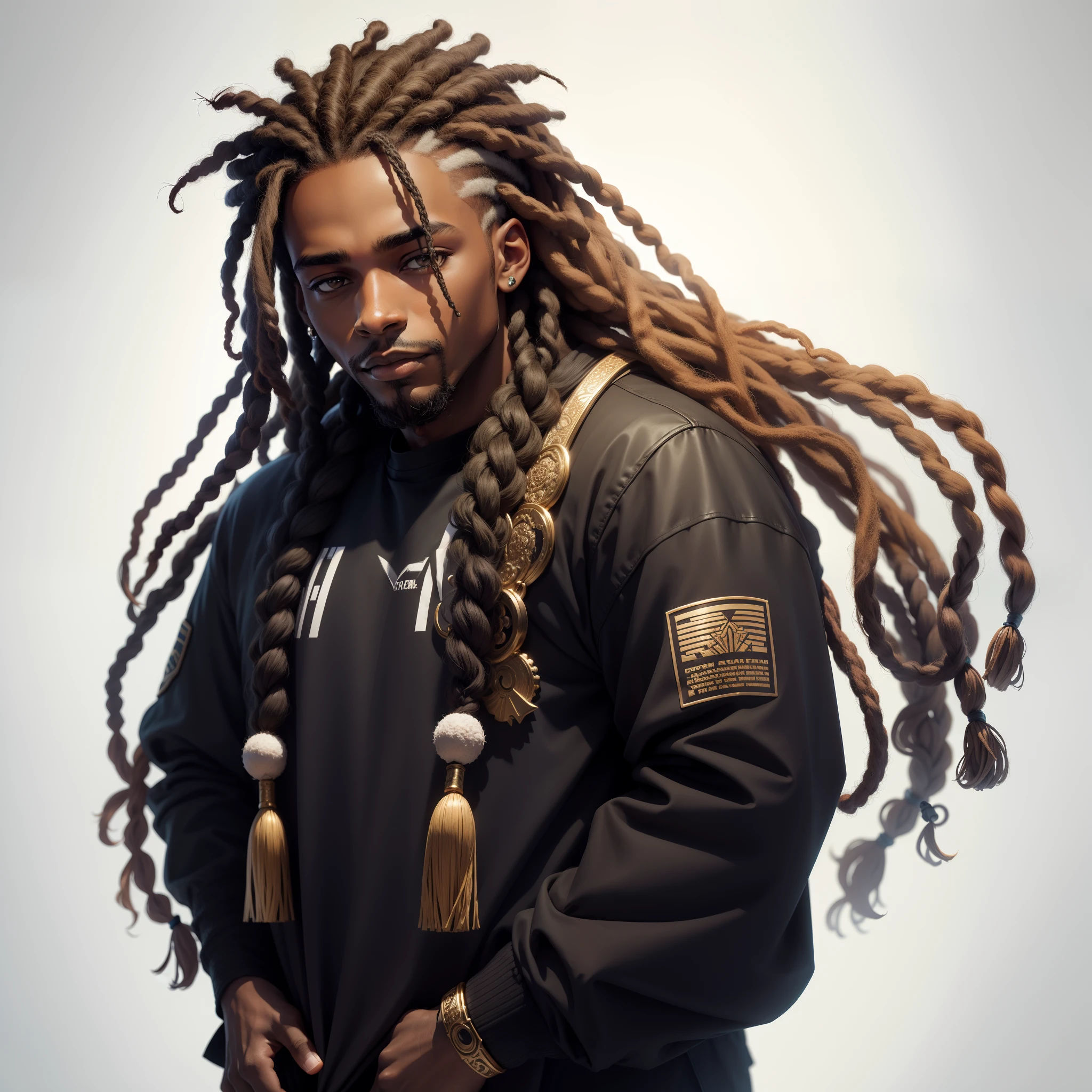 Creat a black man with dreadlock on white background