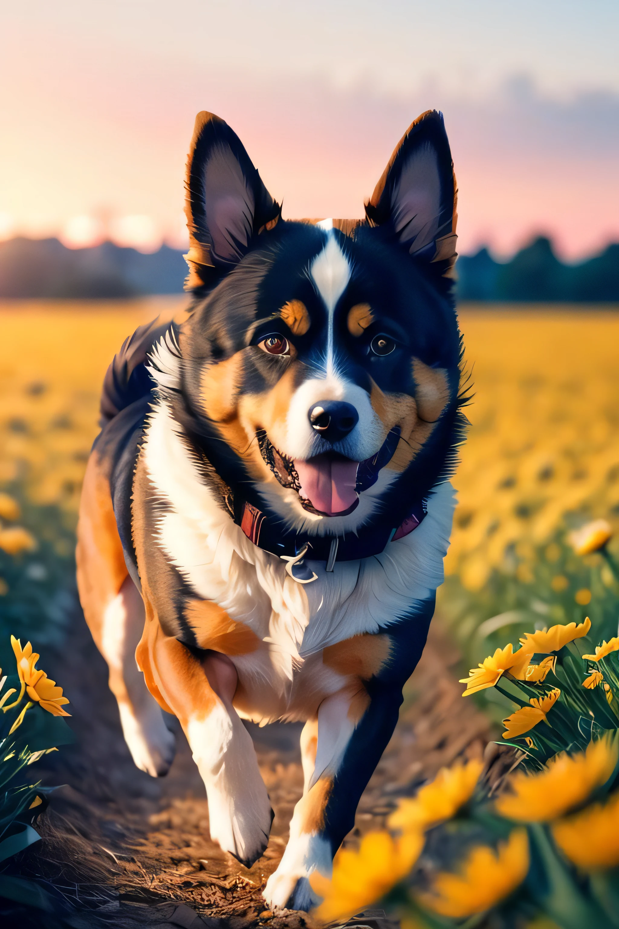 (((anime dog running through a field of flowers))), photorealistic, photo, masterpiece, realistic, realism, photorealism, high contrast, photorealistic digital art trending on Artstation 8k HD high definition detailed realistic, detailed, skin texture, hyper detailed, realistic skin texture, armature, best quality, ultra high res, (photorealistic:1.4),, high resolution, detailed, raw photo, sharp re, by lee jeffries nikon d850 film stock photograph 4 kodak portra 400 camera f1.6 lens rich colors hyper realistic lifelike texture dramatic lighting unrealengine trending on artstation cinestill 800,