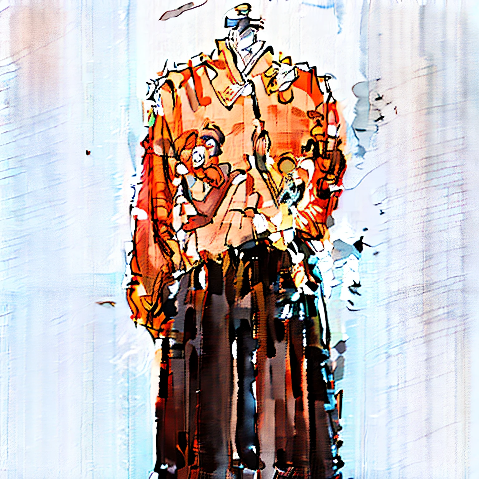 A blonde girl in a dress，There is a bow on it, brown clothes, 7 0 s style, feminine outfit, Wide skirt, brown shirt, Vintage clothing, warm color clothes, Dark orange, Satin, full product shot, dress and cloth, ( ready - made ), caramel, hakama kimono, a wide full shot, avant designer uniform，The background is the street of the alley
