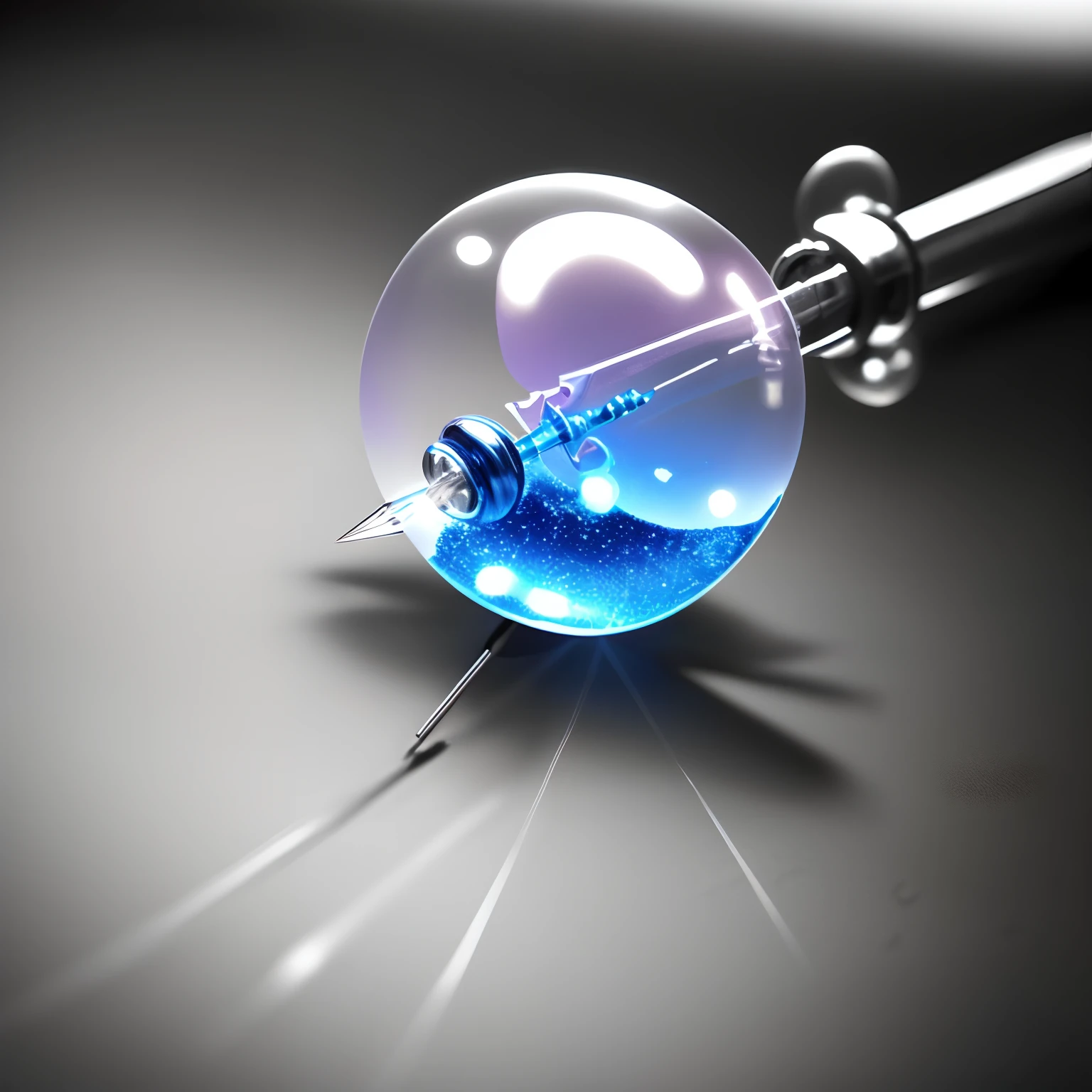 Soap bubble being punctured with needle or sharp object