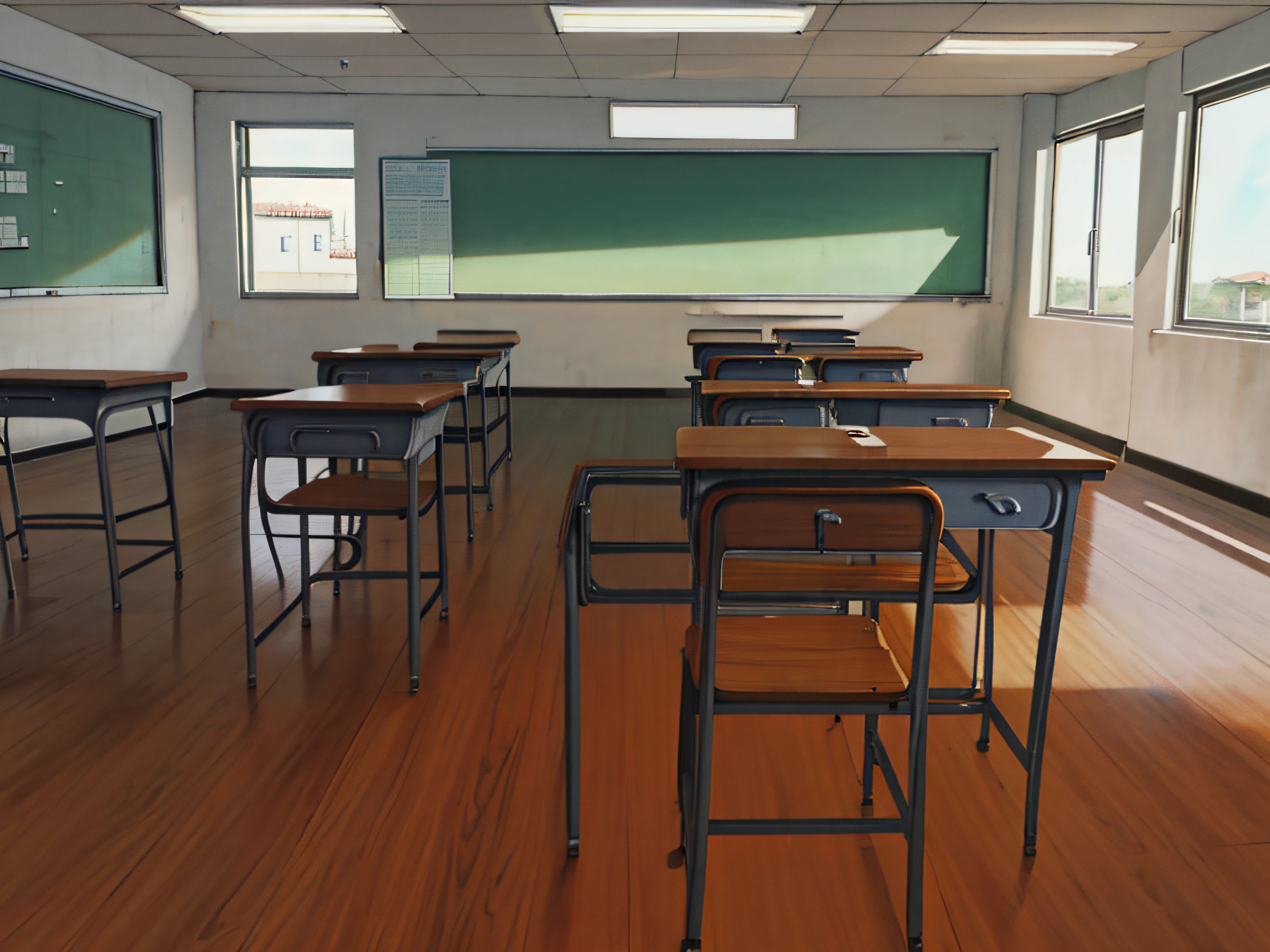 a single empty school desk;, de madeira, sem fundo, apenas o objeto