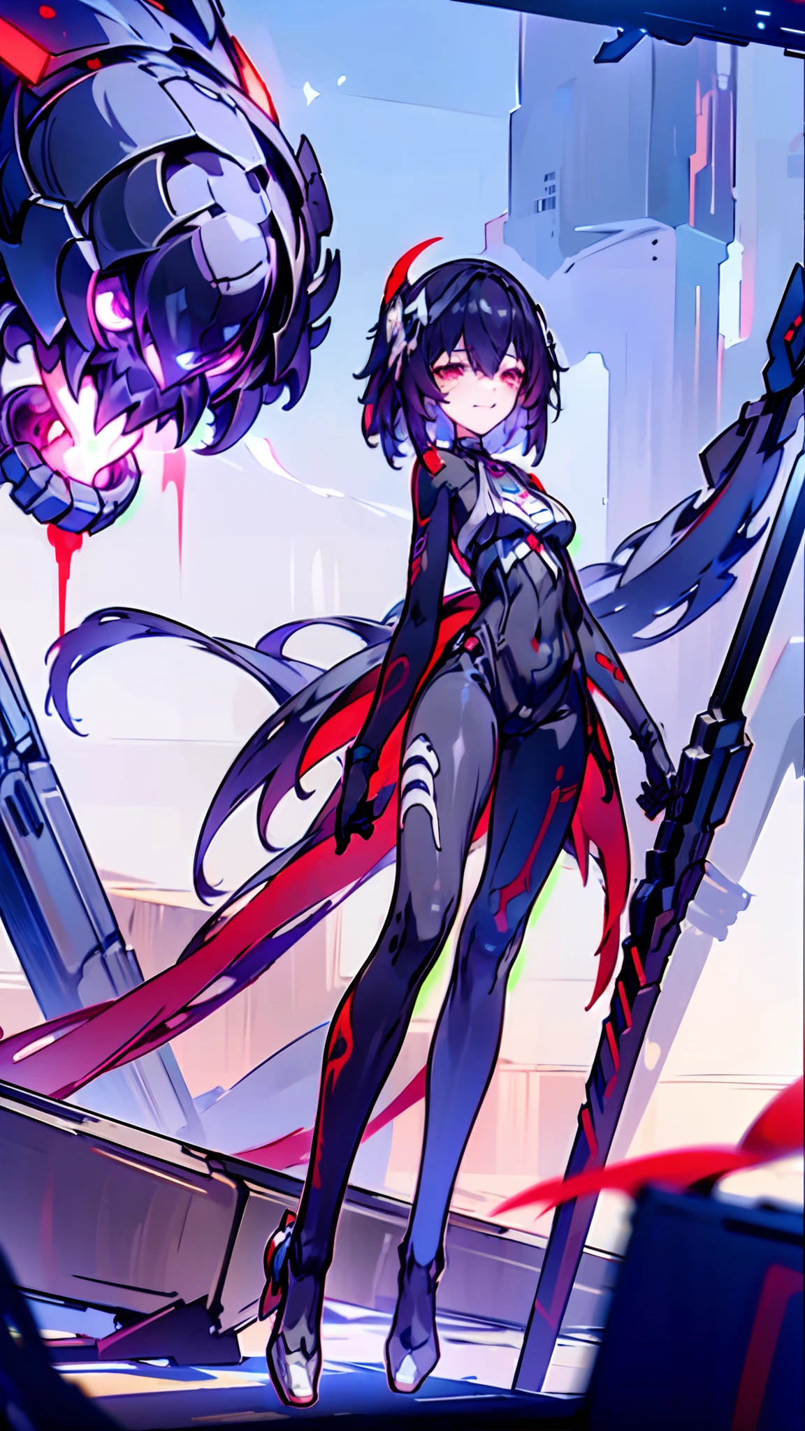 Anime girl in red cape standing in front of a huge clock, From Arknights, trending on artstation pixiv, Badass anime 8 K, style of anime4 K, Anime art wallpaper 8 K, Guweiz on ArtStation Pixiv, 8K high quality detailed art, Anime art wallpaper 4 K, Anime art wallpaper 4k,Chiaroscuro, Ray tracing, Cinematic lighting, Cowboy shot, 8K, Yes, Super detail, ccurate, Best quality, Award-Awarded, Award-Awarded, A high resolution, Masterpiece, High details,Guweiz on ArtStation Pixiv, trending on artstation pixiv, detailed digital concept art, by Yang J, 2. 5 D CGI anime fantasy artwork,hyper HD,8K ,Realistic skin texture,in snow,Clear,tmasterpiece, best qualtiy, 8K, digitial painting, 1girll, 独奏, standing on your feet, hair adornments, Red eyes, , blood stain, mechanicalparts, electrical wires, electric cables, Failure effect, terroral, sci-fy, A futuristic, background inside dark, neonlight, cyber punk perssonage, hyper realisitc, eerie, unnerving, spine-chilling, terroral, onesie,Red eyes,Venom possession,Blackened,long black gloves,Jumpsuits,Skinny one-piece latex clothing,Highlight her gorgeous figure,Wrap the whole body,symbiote,((Raised sexy)),onesie,Red eyes,Venom possession,Blackened,long black gloves,Jumpsuits,Black latex clothing,Blood-red eyes,Best quality, high resolution, Ultra-detailed, Vivid texture, Mask, Skinny one-piece latex clothing, bangs,Purple hair,Wear socks,Tears,anklet,washes,Blackened,Wrapped in black slime,A sad expression,Say goodbye to the gaze,Red coat
