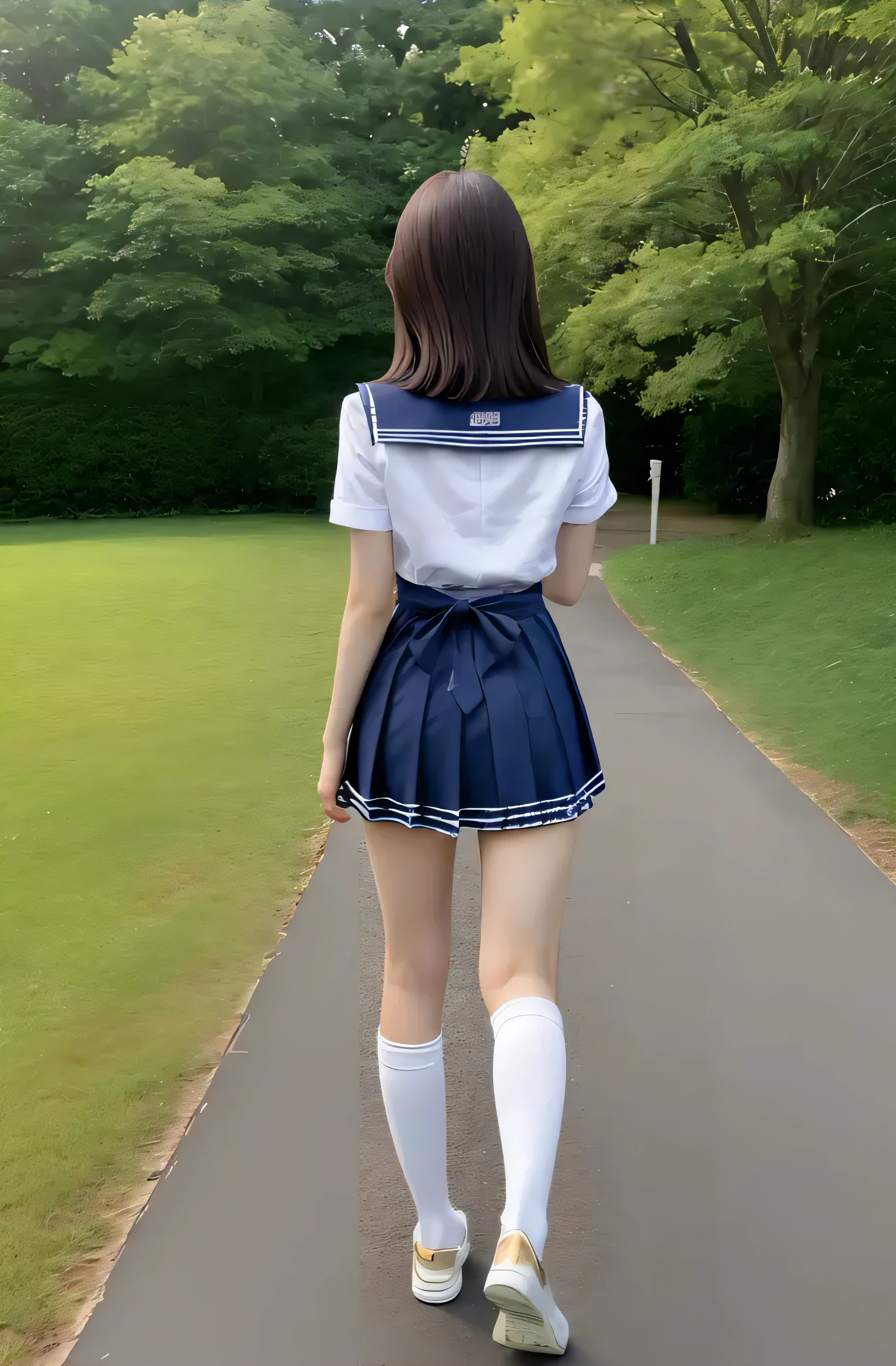 Alafed woman in uniform walking along the path, japanese girl school uniform, Japan school uniform, wearing japanese school uniform, JK Uniform, Sailor Uniform, magical school student uniform, loose coat collar sailor uniform, Wearing school uniform, girl wearing school uniform, Wearing a school uniform, Cute Schoolgirl, School uniform, magic school uniform, real life anime girl
