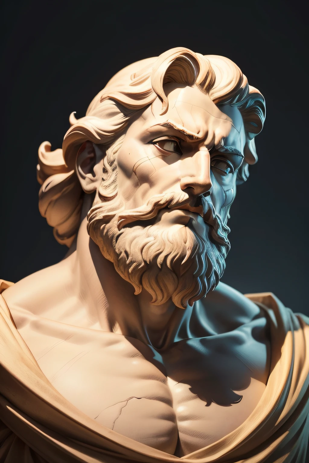 a statue of a man with a beard sitting thinking with profile vision, stoicismo, divine and stoico, Pose stoica, escultura realista de 8k bernini, pensador, Escultura Michelangelo, Stoic attitude, philosopher, Pose de pensador, stoico and calm, O Pensador, stoic, Artstyle de Michelangelo, classic sculpture, classical statue, Stoic face,