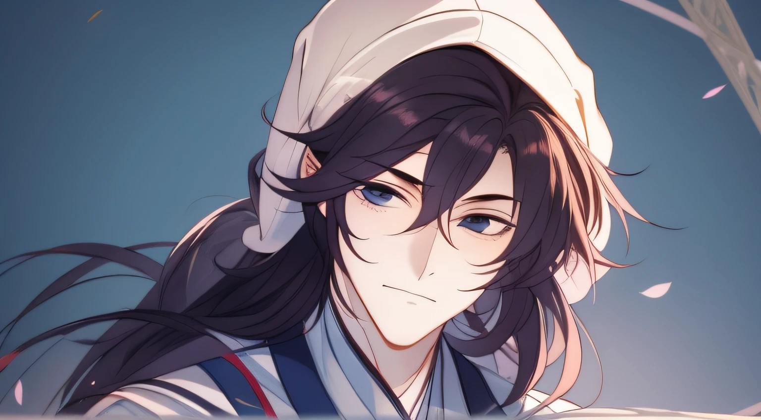 The shy expression of a male college student