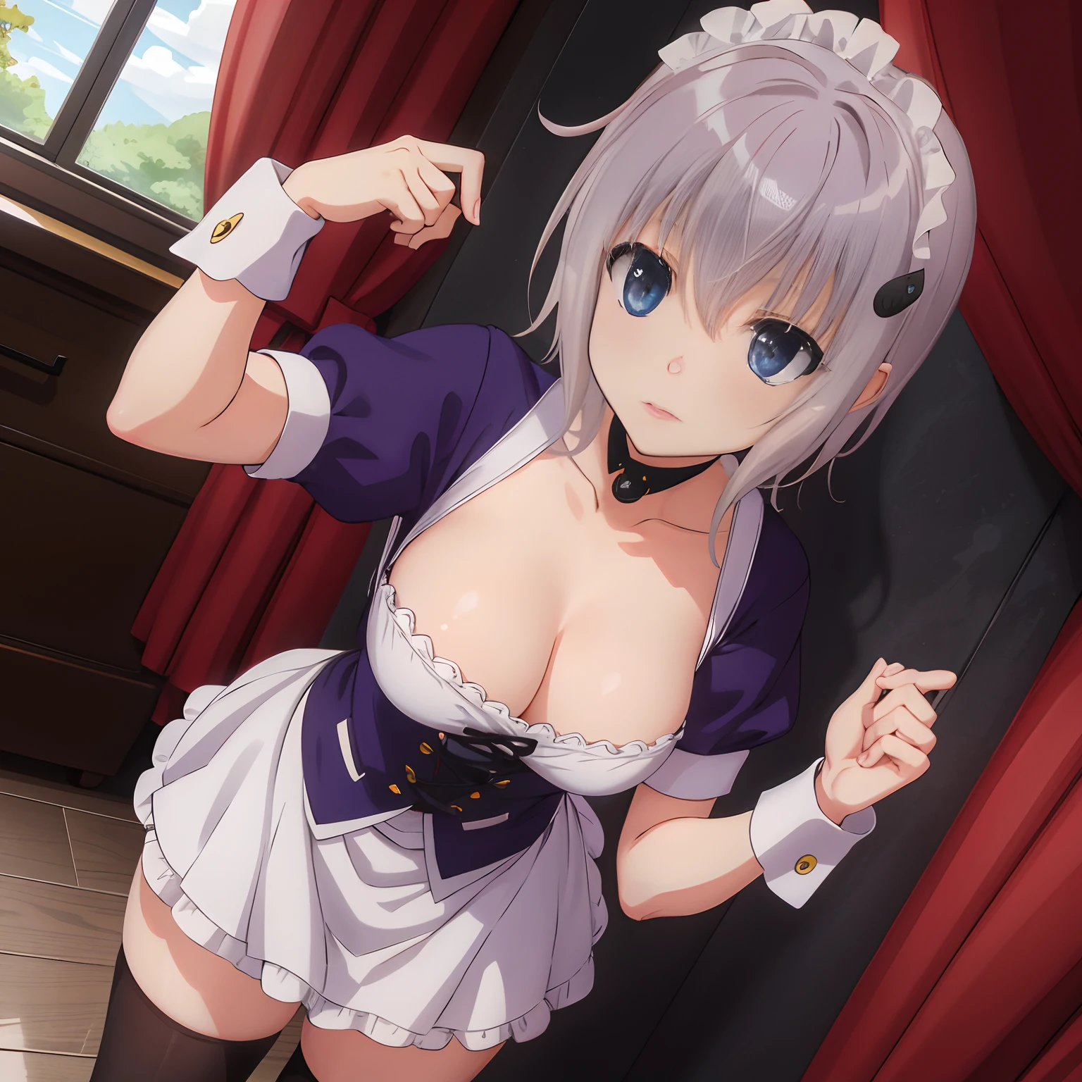 Toujo koneko, cabelo branco , orelha de gato