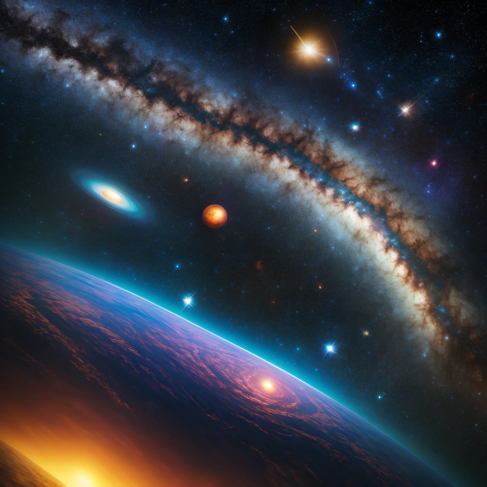 masterpiece, best quality, high quality, extremely detailed CG unity 8k wallpaper, Depth of Field, HDR,,Photorealistic,extremely detailed, Intricate, High Detail, universe, space, galaxy, stars, planets, astronomy, cosmos, celestial, nebula, black hole, solar system, cosmic rays, supernova, deep space, astronomical objects