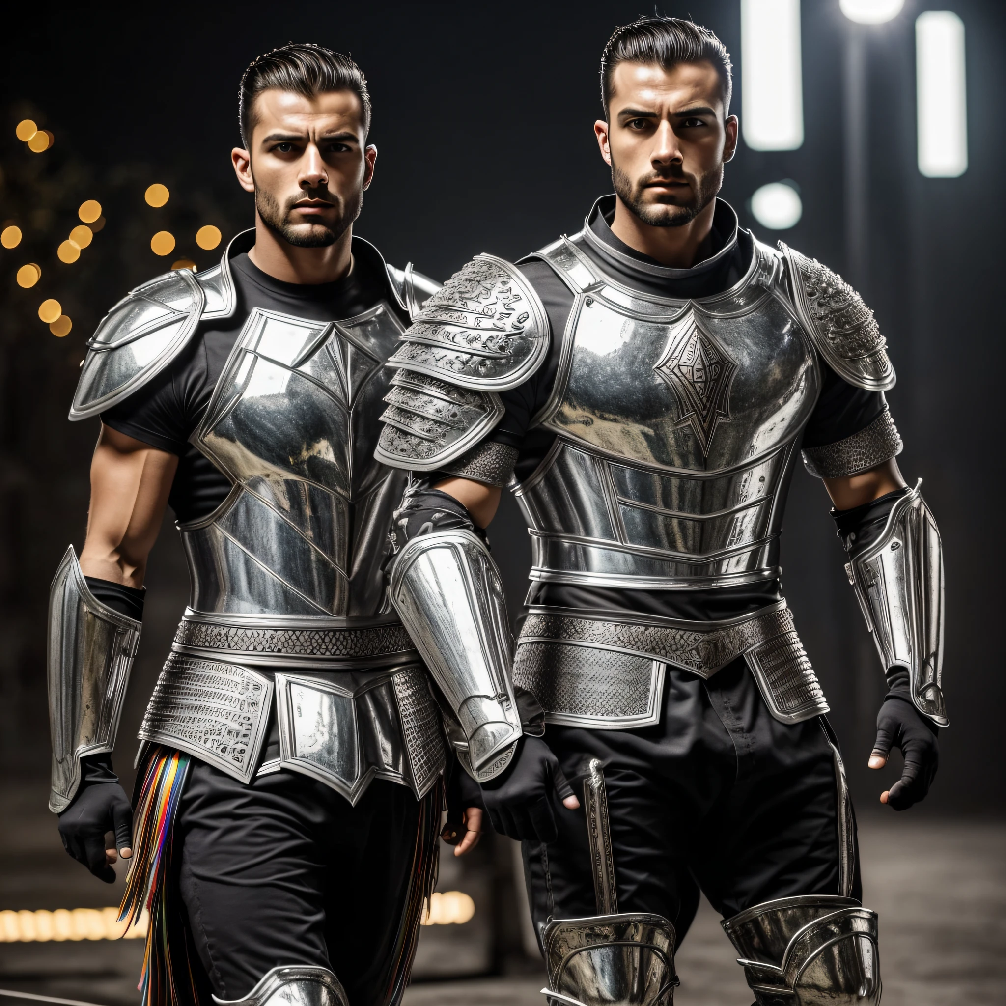 Gigachad gonzalo gubero bobadilla musculoso com cara de shakira, beautiful Roman warrior A photograph of a flat silver armor made of white titanium and some crystal , Rainbow of RGB LEDs , Traje de Energia , gradiente , elegante , para homens , Minimalismo moderno , linhas de baixo poli , punk core , sonhador , Colouring , distopia , divino , misterioso , Pose curvada , Posar , Pose de moda