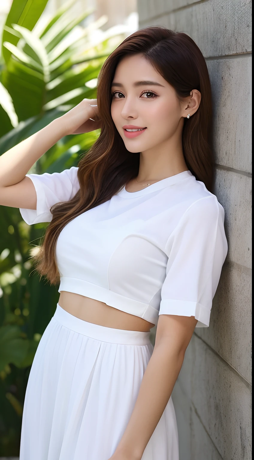 ((Melhor Qualidade, 8K, Obra-Prima: 1.3)), 1girl, Slim Abs Beauty: 1.3, (Penteado Casual, Seios Grandes: 1.2), Vestido: 1.1, Rosto Super Fino, Olhos Delicados, 二重まぶた, Sorriso,escola com farda cabelo longo e preto