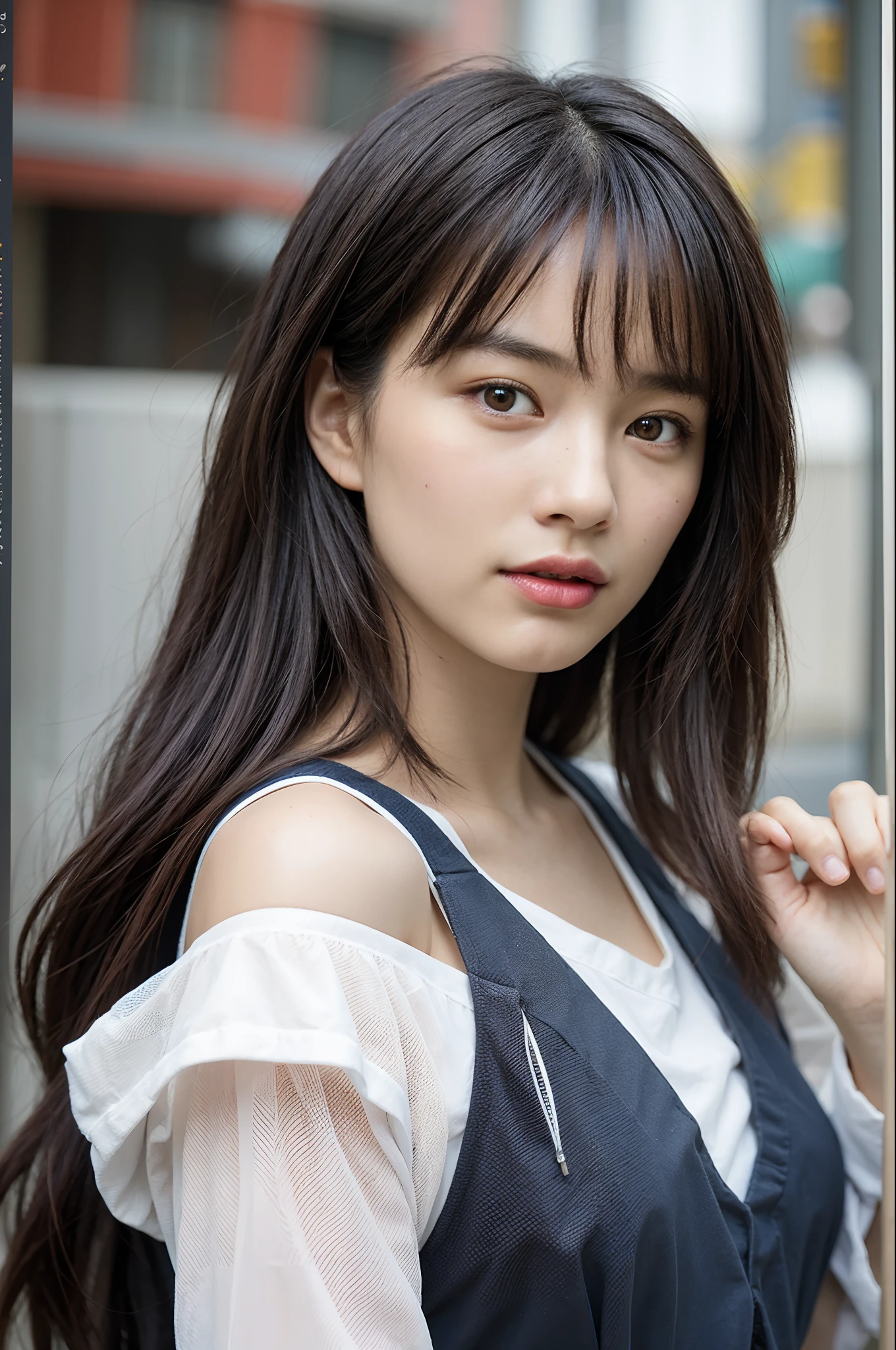 (8k, RAW photo, best quality, masterpiece:1.2), High detail RAW color photo, professional photograph, (realistic, photo realistic:1.37), cinematic light, 1girl、randome pose, mix4, (8K, Raw foto, top-quality, ​masterpiece: 1.2), (realisitic, realisitic: 1.37), girl with, cute little, A city scape, natta, Sateen, wetty, profetional lighting, photon maping, Radio City, physically-based renderingt, gradient brunet, white hair, short curls, a handsome, girl with, White jersey, high quality photograph, hight resolution, 1080p, (clearface), (Detailed face description), (Detailed hand description), (​masterpiece), (Exquisite CG), extreme light and shadows, dishevled hair, ​masterpiece, lush detail, (Fine facial features), (top quality photo), (​masterpiece), (A detailed eye), Look in front of you, fine clavicle, middlebreast、Cute、Portrait of a female hyperrealist by David Hockney and Alphonse Mucha、Fantasyart、Photorealsitic、动态照明、art stations、poster for、Volumetric lighting、extra detailed face、4 k、Award-winning、、1girl、dark、deep-shadows、lowkey、(Formula service:1.4)、length hair、A dark-haired、女優、TOKYOcity、In the street、​masterpiece、top-quality、Portrait of one girl、