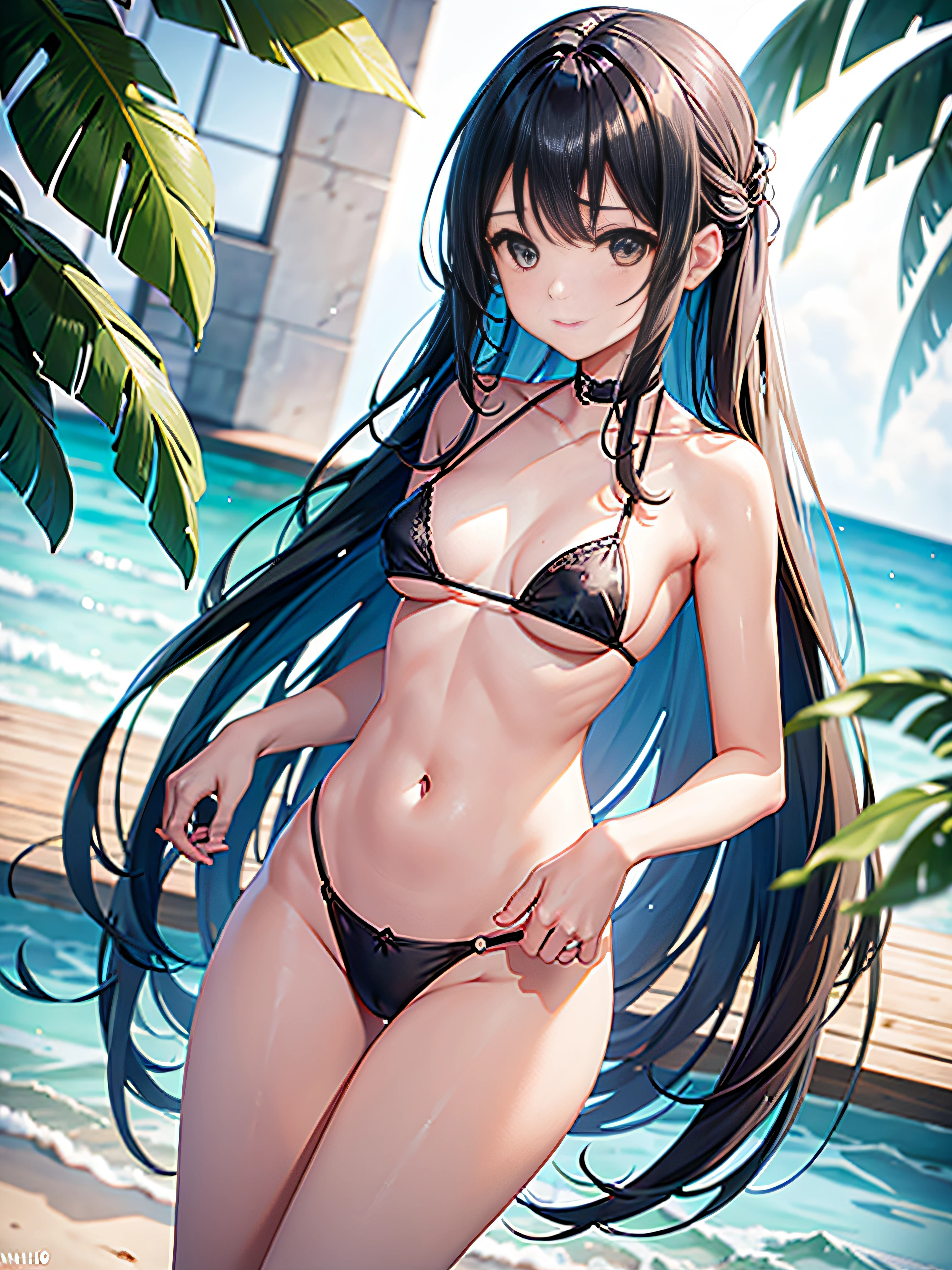 vista de medio plano, (1 MUJER elfa solamente), Cabello Aqua, sonrojarse, medidas 91 58 90, ojuelos, (cara traviesa), hombros desnudos, 鎖骨, arcano, Microbikini, Sbikini, Tyrande, trenzas gemelas, Side and natural lighting, Canon EOS R50 camera with Canon R50 RF-S 18-45mm IS STM lens