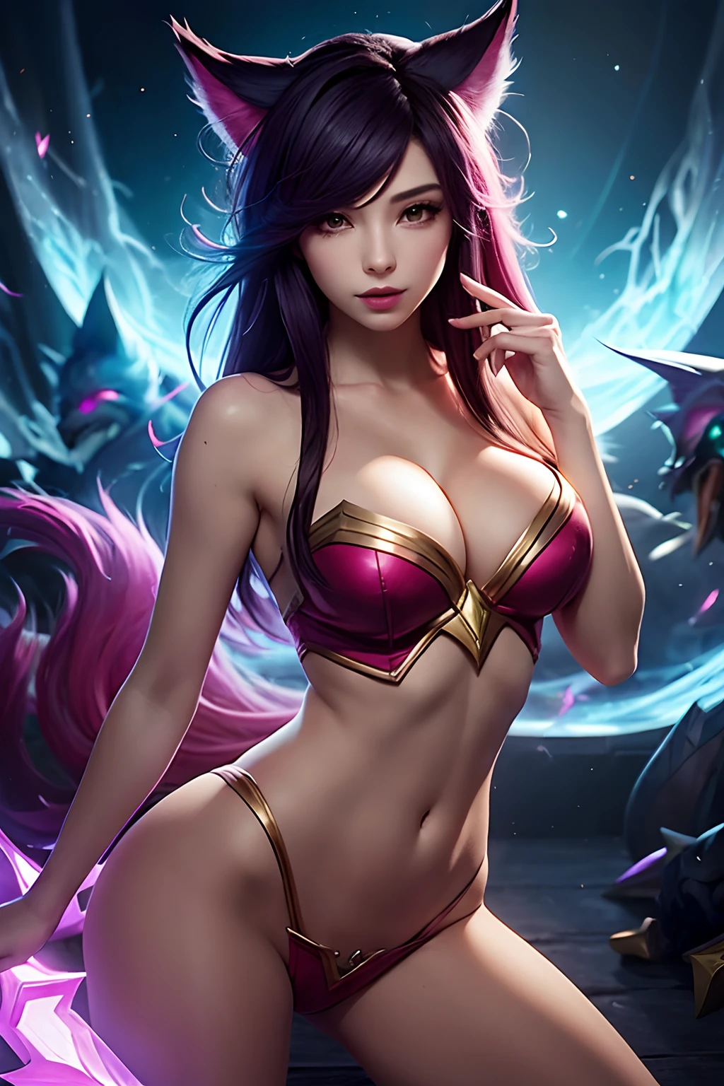 ahri de league of legends sem roupa, profesional lighting