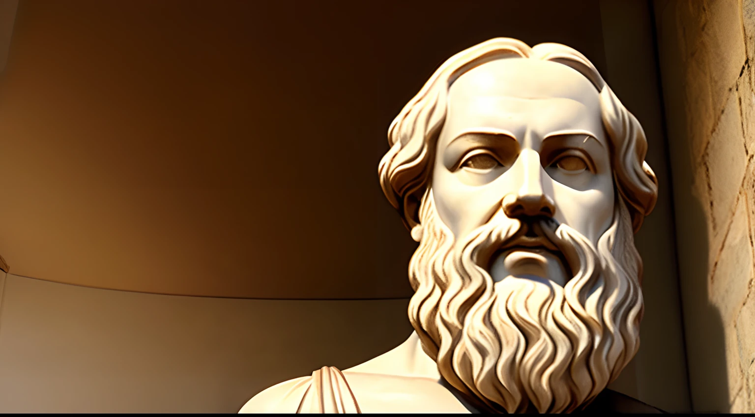 Statue of philosopher Socrates, fundo escuro e sem luz.