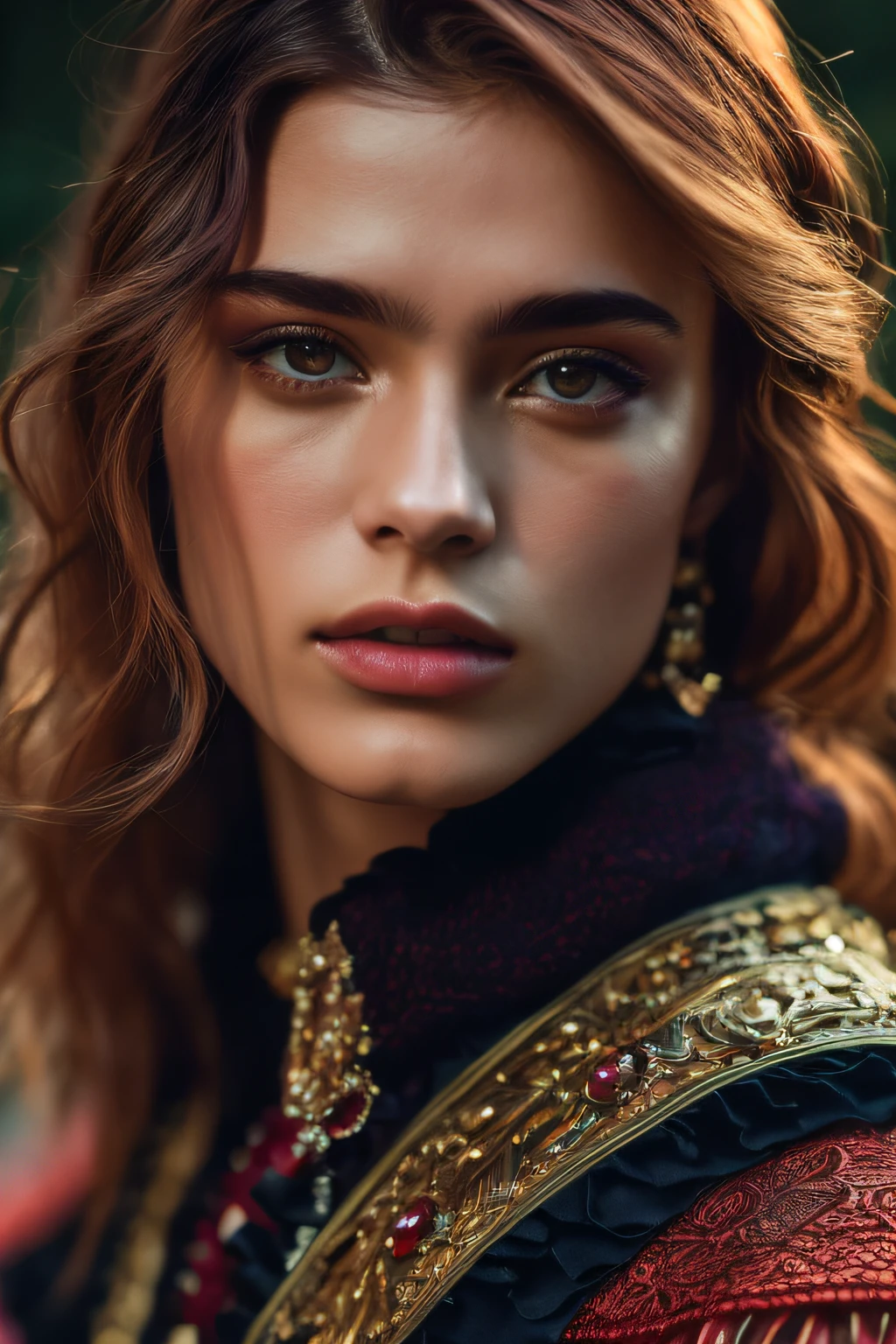 (male male model, purple violet eyes, attractive face, well-defined full body, skin In 4k, standing, light, cinematic lighting. photography, detailed symmetrical realistic face. camisa black and red and gold roman costume with ruby jewels extremely detailed , peach skin, auburn hair, masterpiece, absurdities, Nikon D850 Stock Photography, kodak portra 400 f1.6 lens camera, extremely detailed, amazing orgy, fine details, hyper realistic texture, dramatic lighting, high quality, resolution full, sharp focus, extremely detailed, cinematic lighting, 8k UHD.