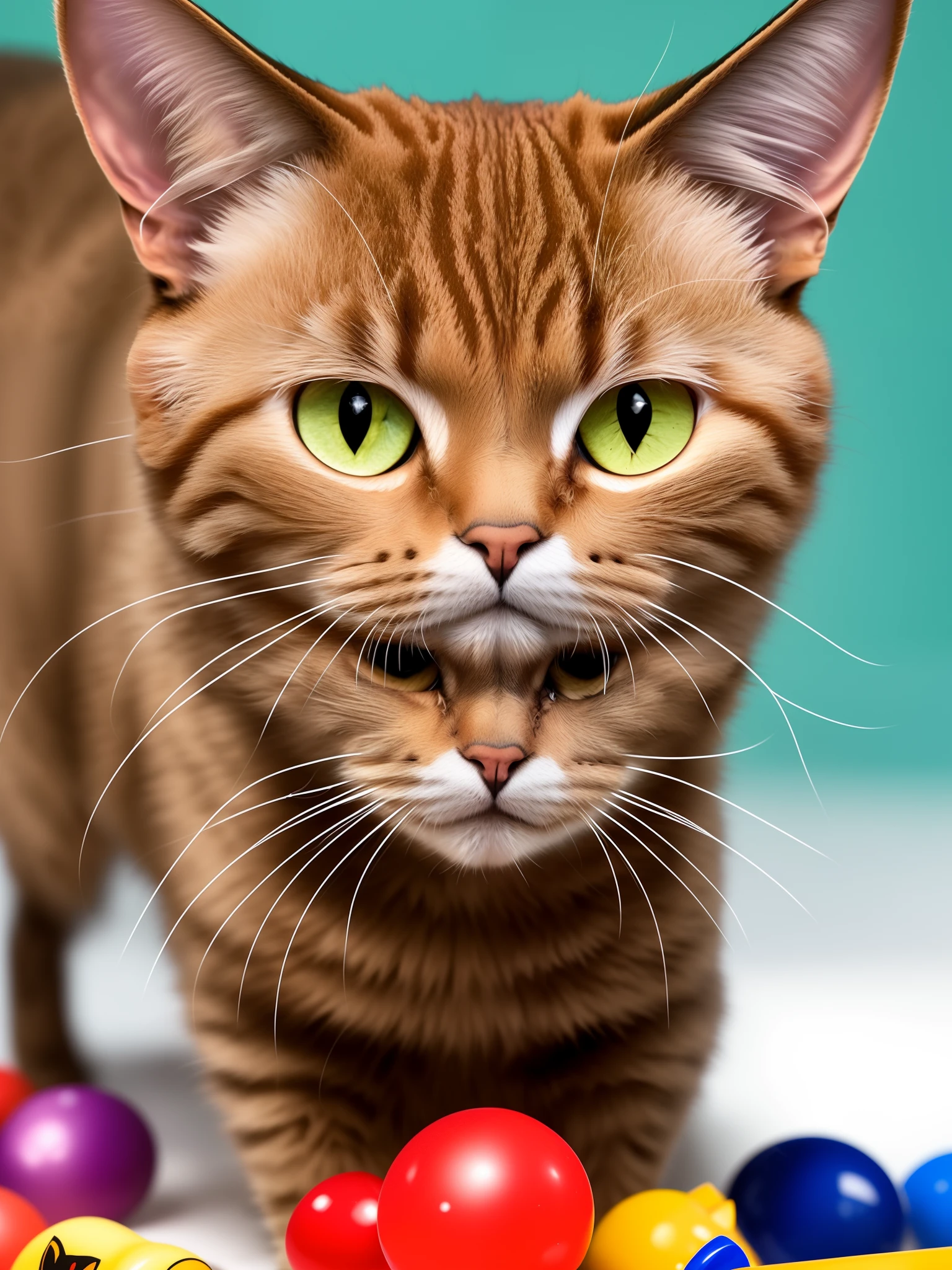 um gato cyborg realista com um chupa chupa