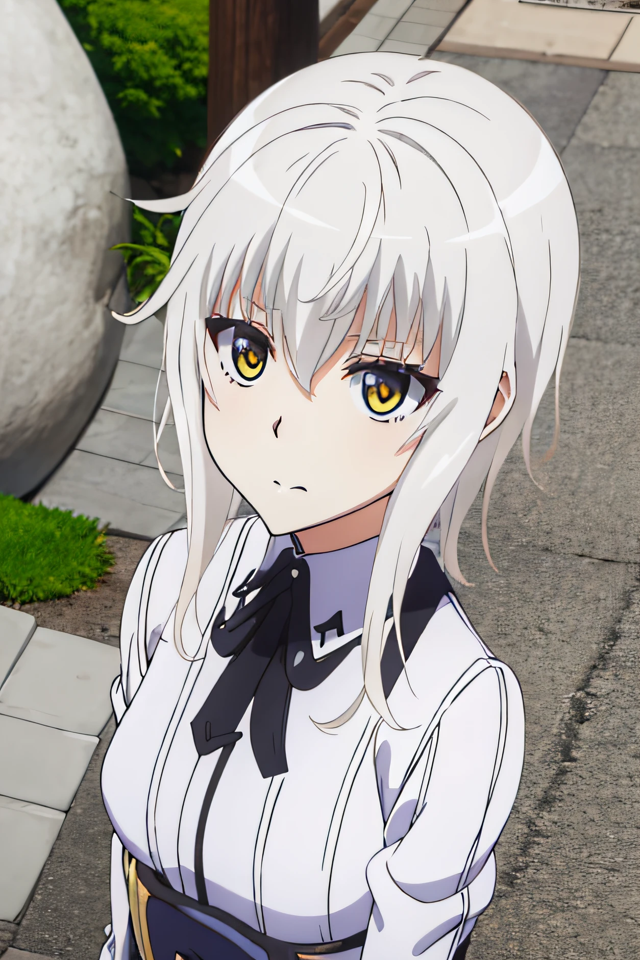 Toujo koneko, cabelo branco, orelha de gato branco.