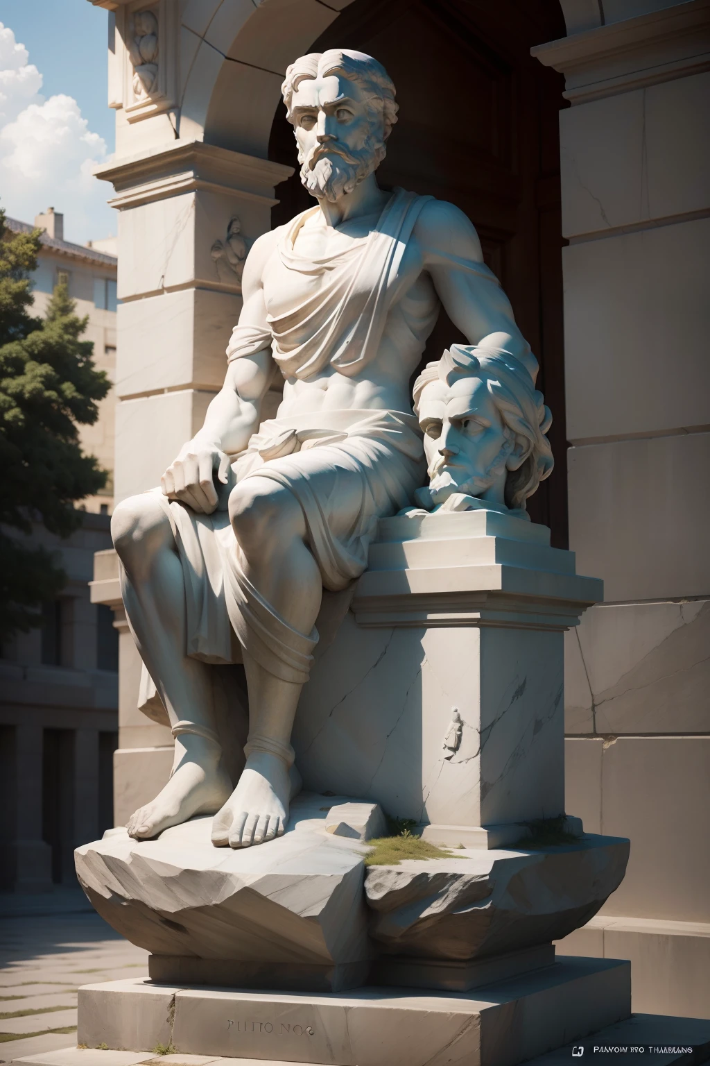 Stone statue of the philosopher Plato, k8, hd