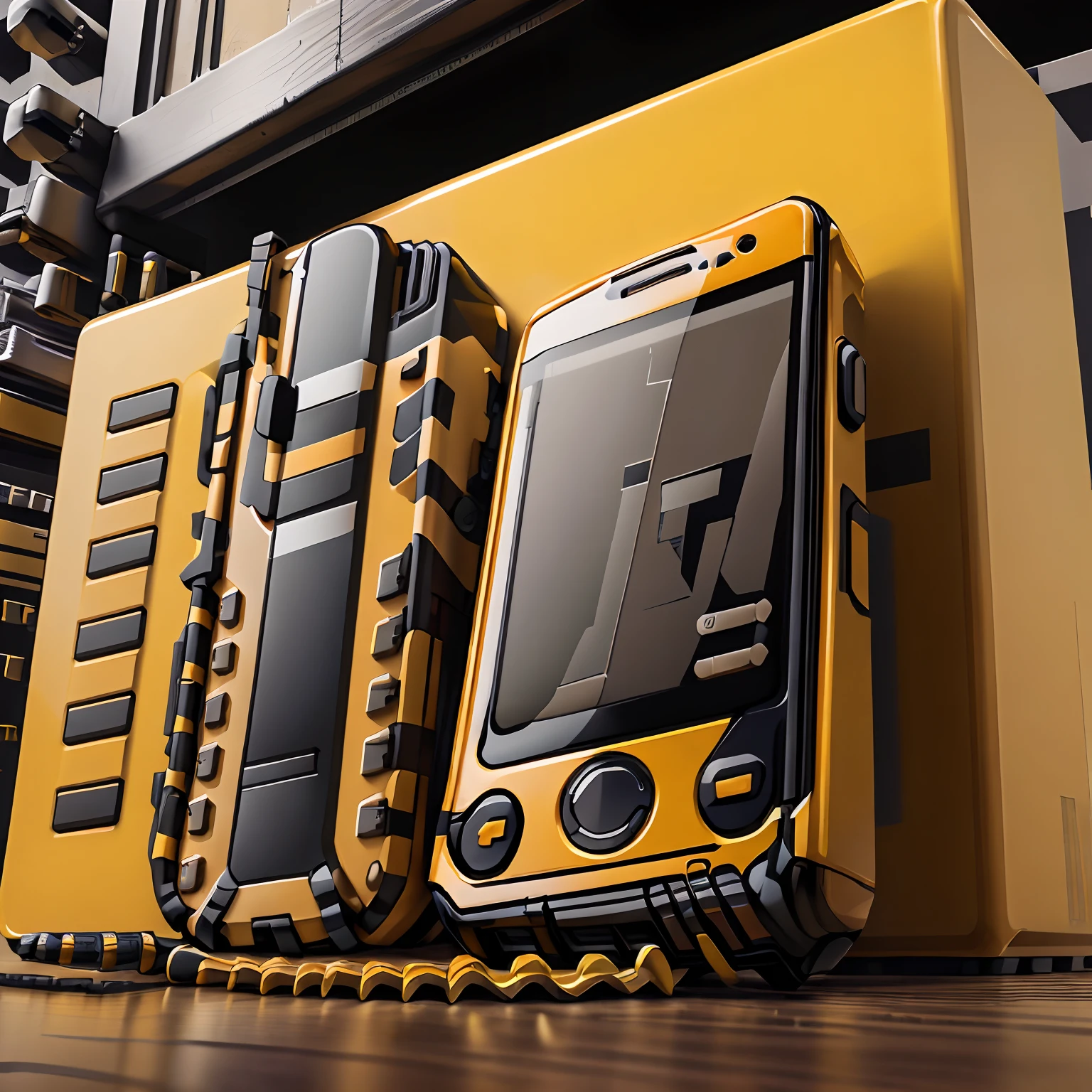 ConstructionyardAI, flip phone, cell phone, detailed, intricate
