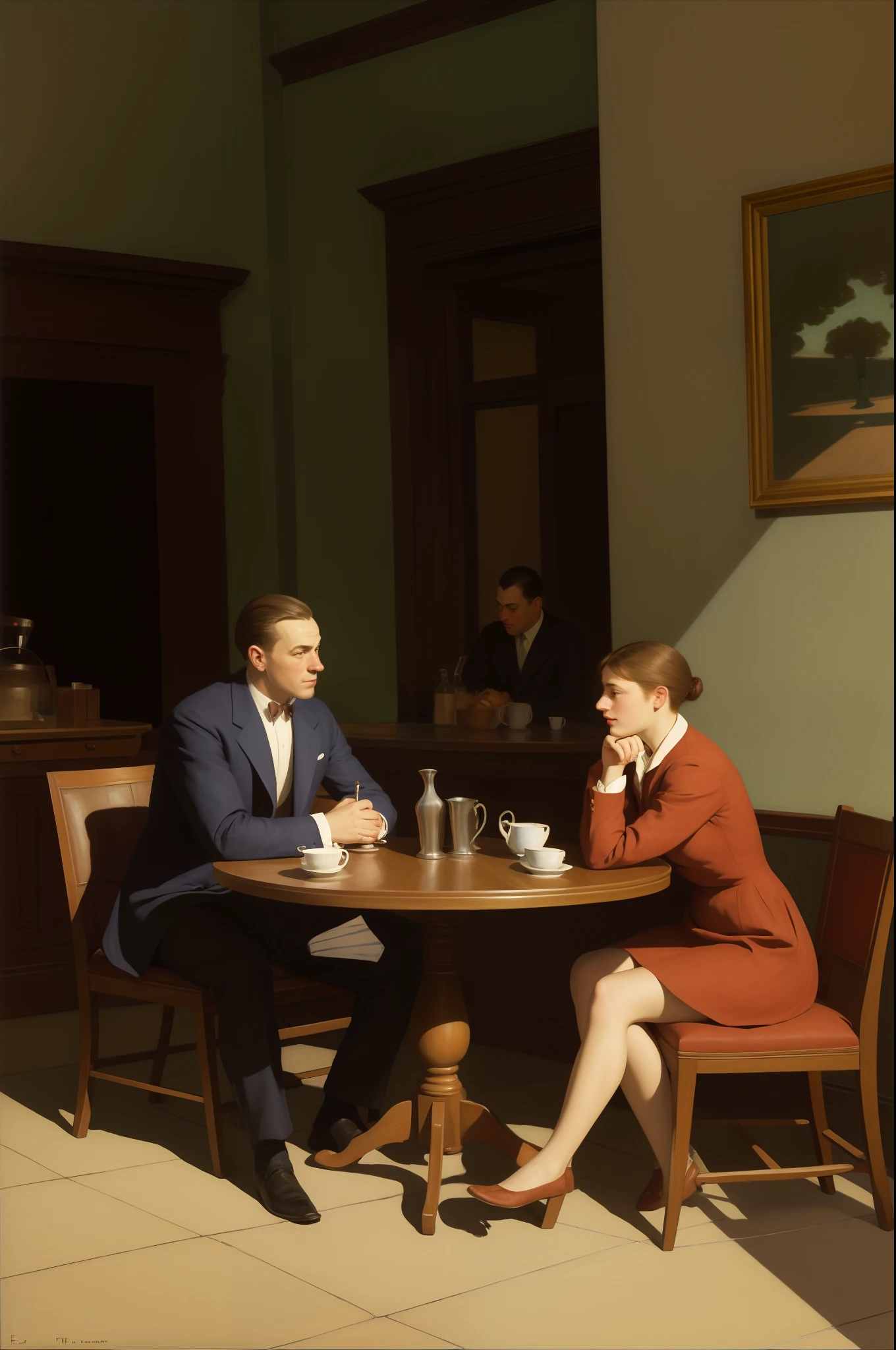 round table with a cup of coffee, Edward Hopper