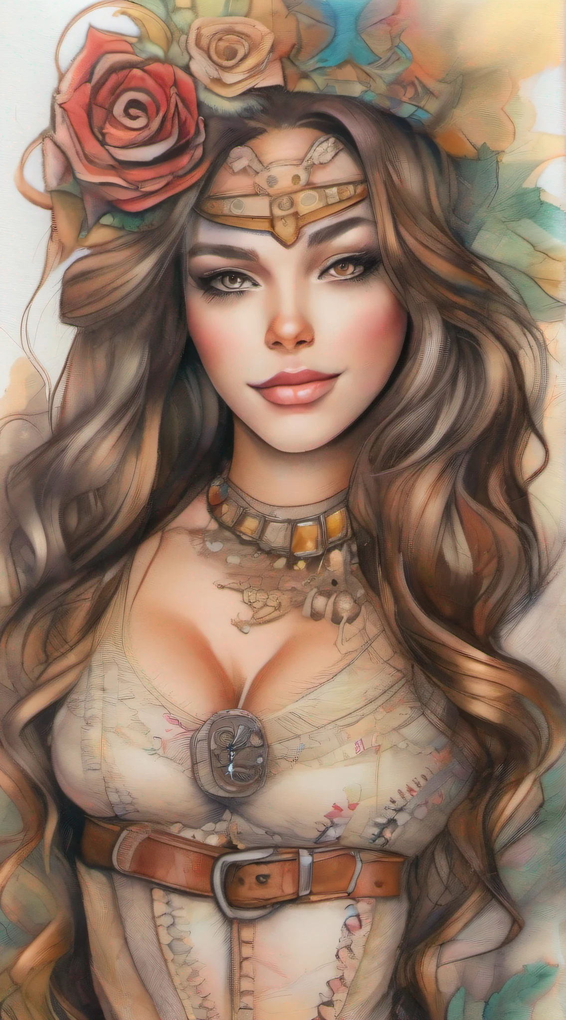 Boho estilo do Papai Noel, vindima, Dynamic,pose atraente, corpo inteiro, pequeno sorriso, Cabelos Longos, rosto inconstante, anatomia perfeita,beautiful face, Impeccable Art Line, Aquarela, colored pencils, alta qualidade, detalhe, Backgrund branco, fundo amplo, perfeito para reservar, Steampunk, anatomia perfeita, Centrado, Approaching perfection, Dynamic, altamente detalhado, pintura em aquarela, master part, arte em aquarela, Luz Natural, complexo, elegante, corpo inteiro, tiro de corpo inteiro, Colorful pieces, Sketchbook, Hand drawn, Escuro, granulado, realistic sketch, rough sketch, folha de caracteres, corpo inteiro, Bonito e deslumbrante corpo inteiro, corpo inteiro detalhado, (((tiro de corpo inteiro)))), realistic illustration