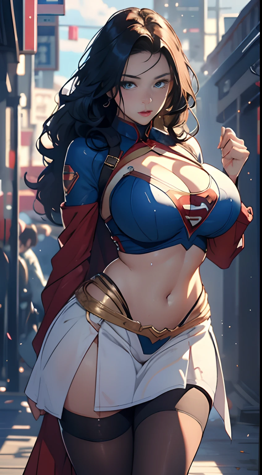Beutiful women,Hair combed upwards, Supergirl , (Visible from wear), (Superman costume), Huge cleavage, (full bodyesbian:1), voluptuous figure, (Bigboobs:1), (big assa:1), (tmasterpiece) (perfectly proportions)(photograph of-realistic)(best qualtiy) (A detailed) (8K) (k hd) (cinmatic lighting) (Sharp focus) (复杂) ,1female,aged 40,Huge breasts,Pornographic exposure, 独奏,(Background with:jetty), She has long flowing hair, standing on your feet,Sweat profusely,drenched all over the body,,blue color eyes,frontage, curlies,mostly cloudy sky,Superman uniform(((tmasterpiece),(Very detailed CG unity 8K wallpaper),best qualtiy,cinmatic lighting,detailed back ground,beatiful detailed eyes,Bright pupils,(Very fine and beautiful),(Beautiful and detailed eye description),ultra - detailed,tmasterpiece,)),facing at camera,A high resolution,ultra - detailed),熟妇,mature,revealing breasts,facing at camera,Flushed complexion,Orgasmic face,Pornographic exposure,Protruding underparts,Camel toes,with no underpants,legs are open,frontage,Beautiful sexy full body photo in mini skirt and sewn stockings,((独奏)),At the pier,nakeness