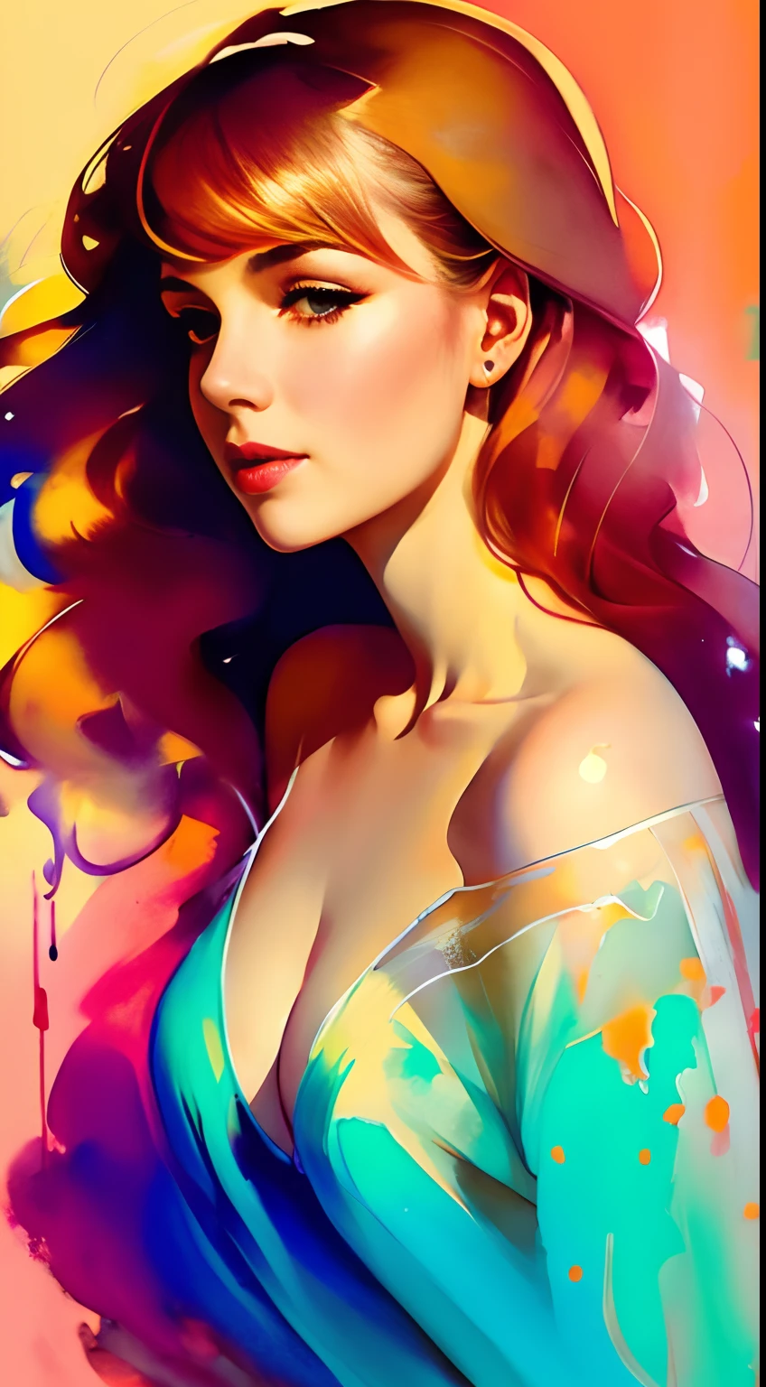GIL ELVGREN a woman by agnes cecile, luminous design, pastel colours, ink drips, autumn lights
