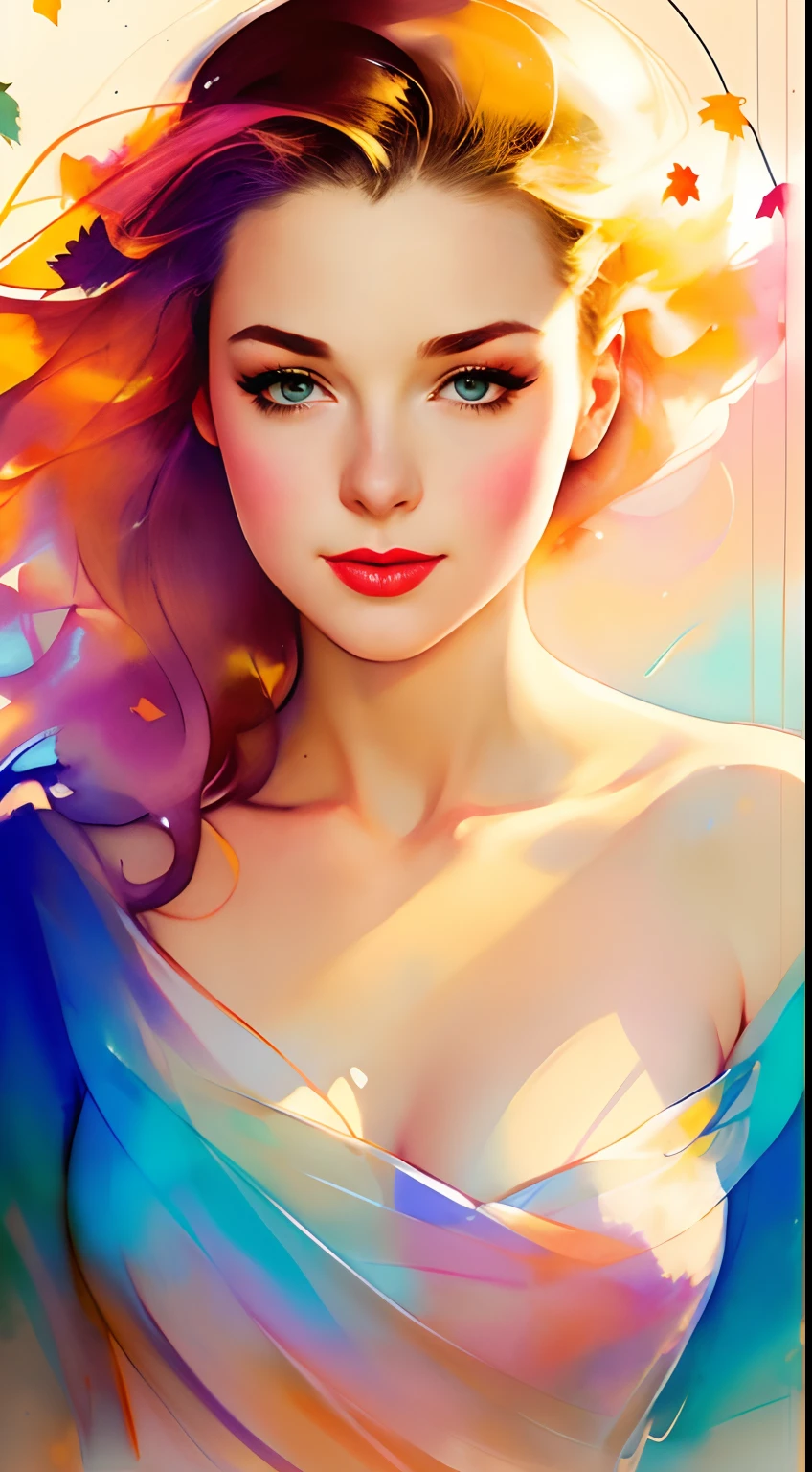 GIL ELVGREN a woman by agnes cecile, luminous design, pastel colours, ink drips, autumn lights