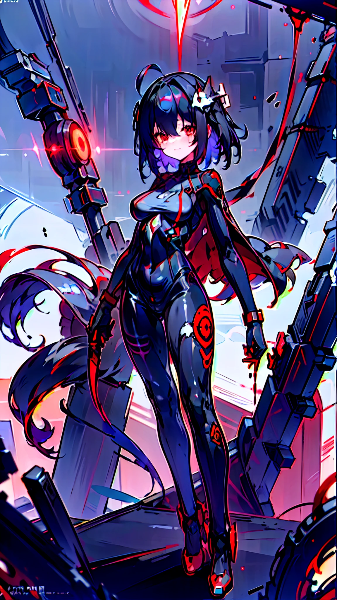 wince, long eyelasher, solid circle eyes, Light smile, Ear blush, devil pupils, Red eyes, Tears, Empty eyes, Dark blue hair, hair between eye, Short hair, huge ahoge, Mad eyes, bandage on, bandage over one eye, Smile, Sad, Crying, ripped apart, expressionless eyes, surrealism, shadowing, anaglyph, stereograms, tachi-e, angle of view, Atmospheric perspective, Chiaroscuro, Cinematic lighting, 8K, Super detail, ccurate, Best quality, hyper HD, retinas, Masterpiece, Textured skin, Award-Awarded, A high resolution, Best quality, Super detail, best qualtiy, 8K, digitial painting,1girll, 独奏, standing on your feet, hair adornments, Red eyes, , blood stain, mechanicalparts, electrical wires, electric cables, Failure effect, terroral, sci-fy, A futuristic, background inside dark, neonlight, cyber punk perssonage, hyper realisitc, eerie, unnerving, spine-chilling, terroral, onesie,Red eyes,Venom possession,Blackened,long black gloves,Jumpsuits,Skinny one-piece latex clothing,Highlight her gorgeous figure,Wrap the whole body,symbiote,((Raised sexy)),onesie,Red eyes,Venom possession,Blackened,long black gloves,Jumpsuits,Black latex clothing,Blood-red eyes,Best quality, high resolution, Ultra-detailed, Vivid texture, Mask, Skinny one-piece latex clothing, bangs,Purple hair,Wear socks,Tears,anklet,washes,Blackened,Wrapped in black slime,A sad expression,Say goodbye to the gaze,Red coat,long eyelasher, solid circle eyes, Light smile, Ear blush, Red eyes, Tears, Empty eyes, Dark blue hair,Red coat,bleed,,The legs were covered with bandages,The legs were covered with bandages,The whole body is covered with bandages,Anime girl in red cape