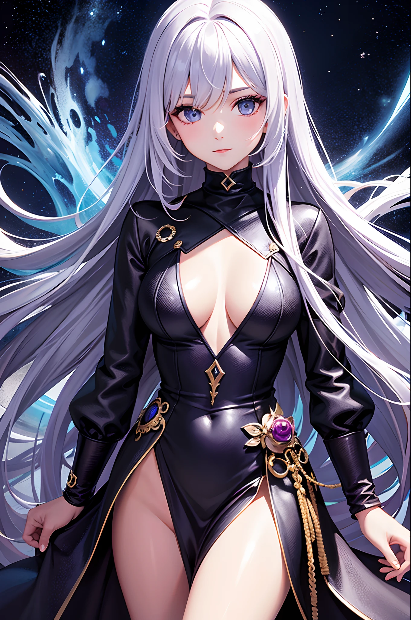 (tmasterpiece,best qualtiy:1.4),(hoang lap,A high resolution,Hyper-detailing:1.2),(1 beautiful woman:1.4),(using dark magic:1.4),Purple magic,Wearing a turtleneck dress,Imaginative overlays,artistic fusion,Fantastic scenes,evocative narratives,striking visual effects,The upper part of the body