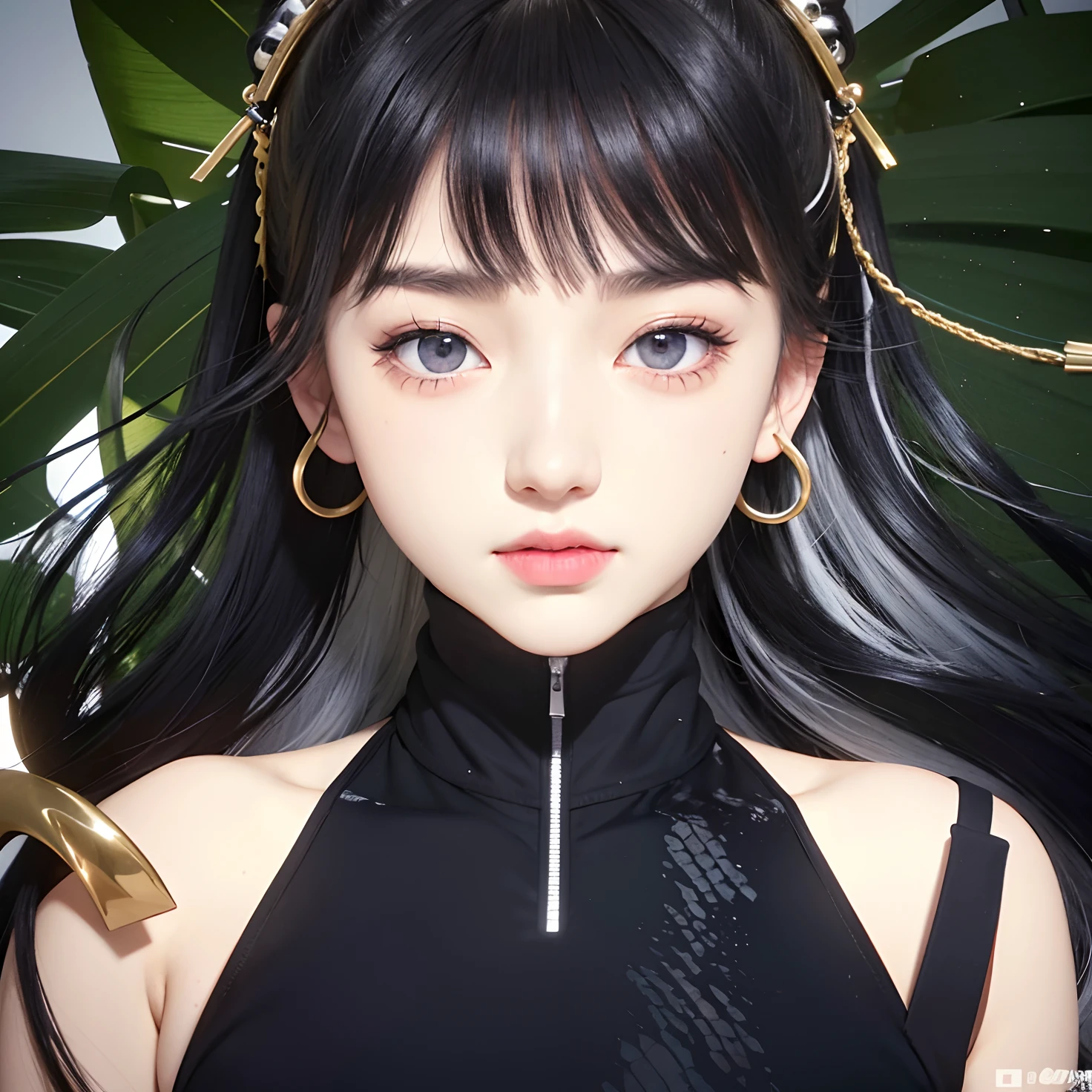Realistic, 8k, 1girl, long white black ponytail hair, Chinese, heterochromic eyes, moles under the eyes, thick eyebrows, bikini, white panties, tuned abs, thighs, in bed, hinata hyuga, hinata,