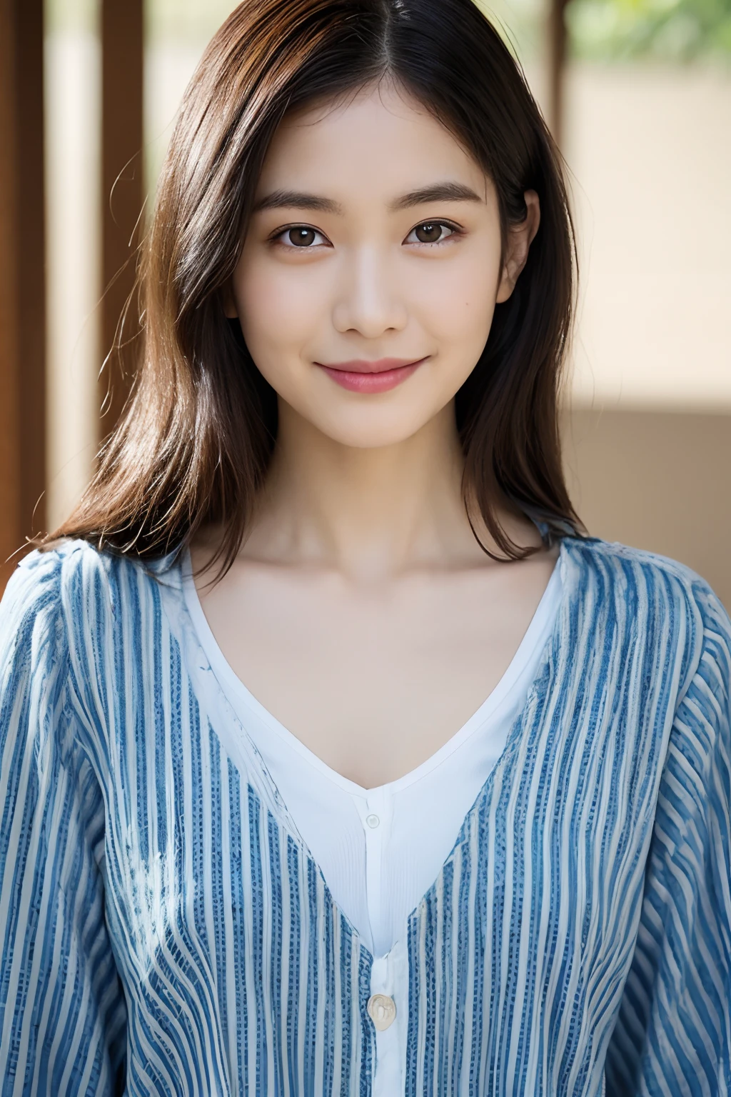 White short-sleeved blouse with straight arms