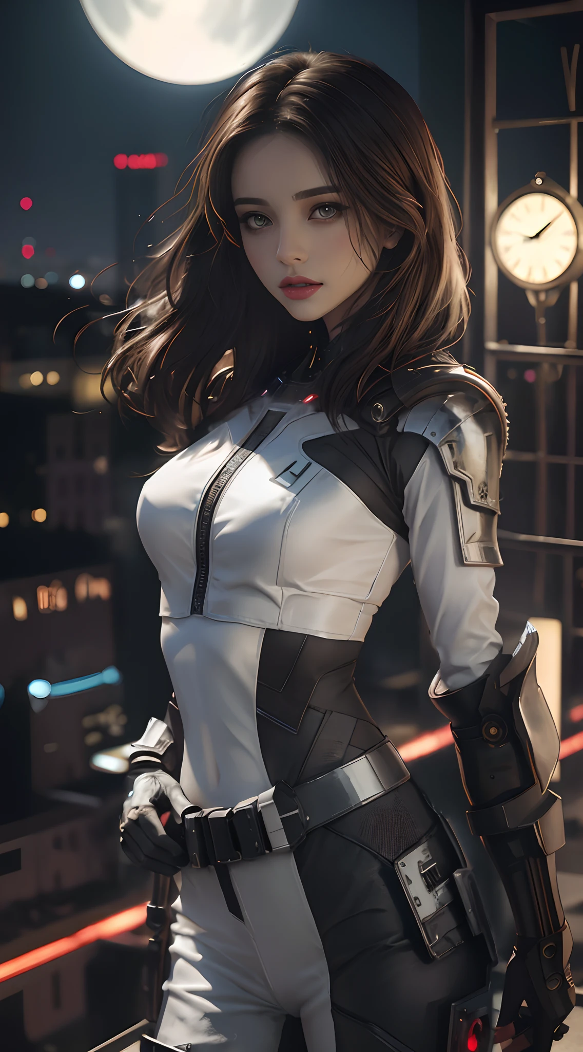 White cyberpunk dress & Full armor with pants
