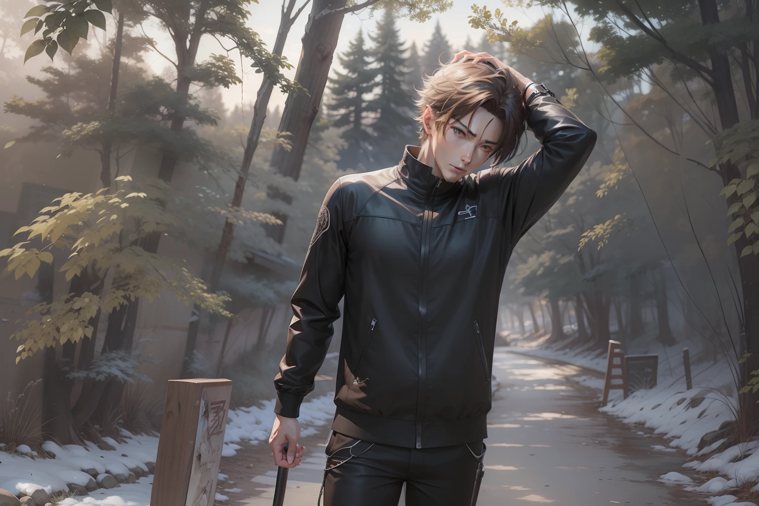 realistic anime artstyle, handsome anime pose, male anime style, anime realism style, realism artstyle, digital anime illustration, realistic anime art style, young anime man, anime style portrait