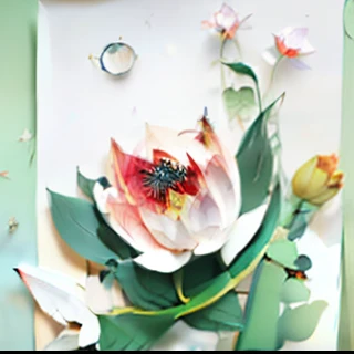 There was a bird flying over a flower,Lotus lotus leaves, Chinese style painting, lotus flower, lotuses, Traditional Chinese painting, Chinese painting style, Lotus pond, with lotus flowers, oil painting h 768, Wang Chen, lotuses, Origami style
