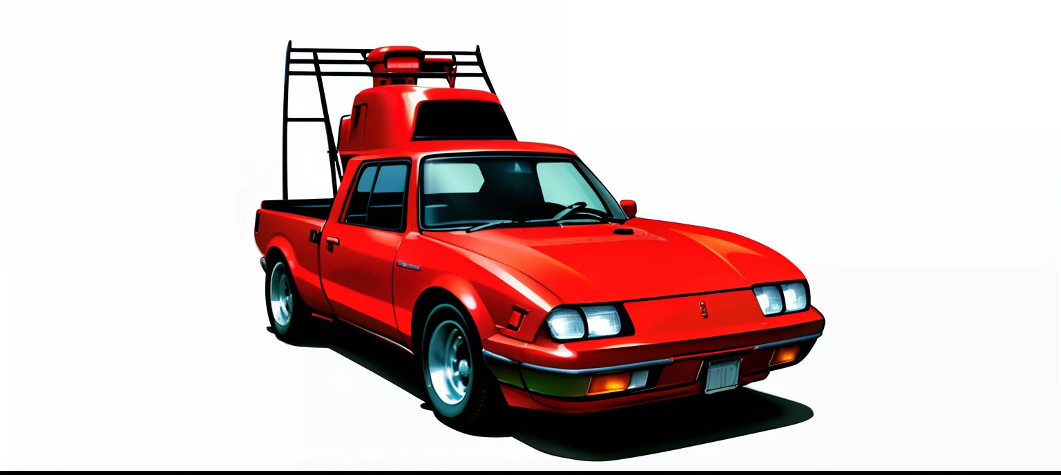 There is a red truck with a red sign in front, Dragon Ball concept art, vehicle concept photo!!, inspired by Akira Toriyama, anime art vehicle concept art, 鸟山明风格, Dragon Ball style, Snake car, character dragonball, (akira 1988) Highly detailed 8K, digital painted, vehicle design