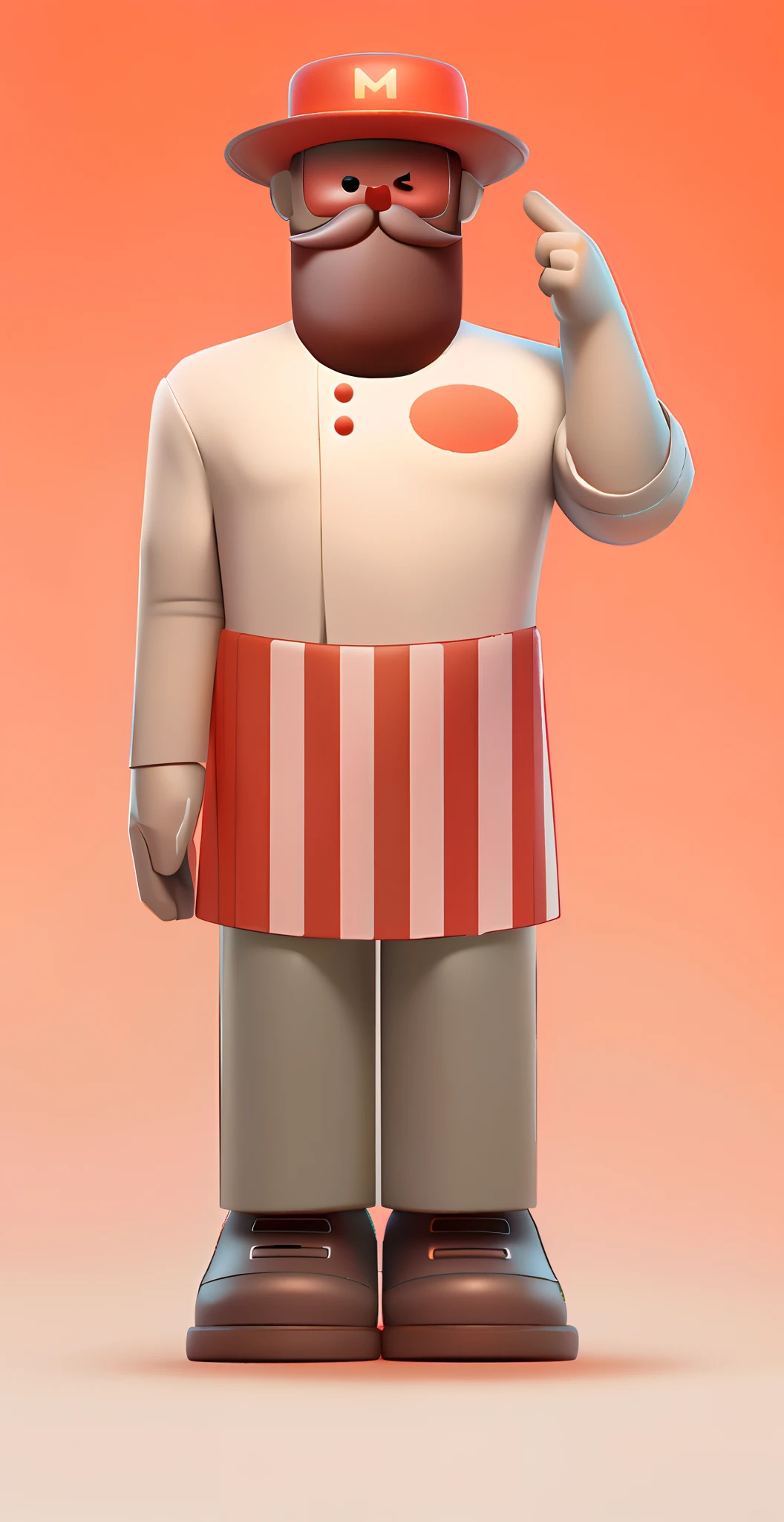 Close-up of toy man in hat and glasses, toon render keyshot, 3 d render official art, rasputin as grubhub character, 3d character, 3 d character, stylized as a 3d render, kenny wong x pop mart, 3 d character render, clay render, Herren. nimbus character design, cute 3 d render
