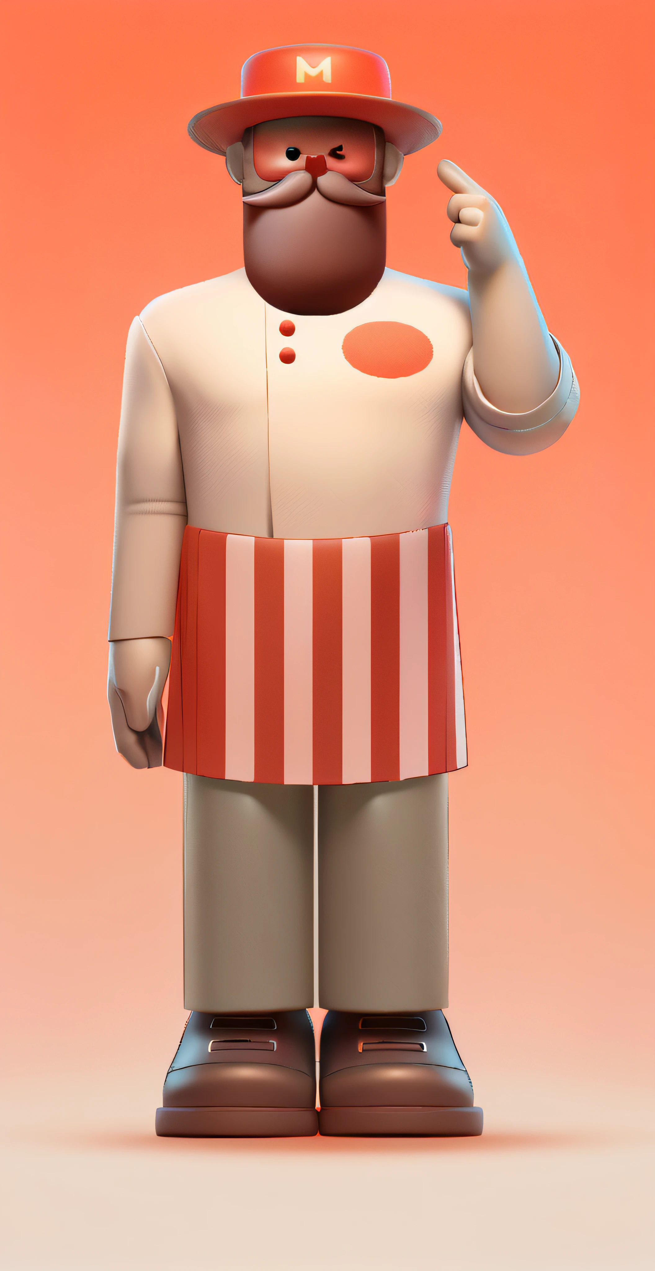 Close-up of toy man in hat and glasses, toon render keyshot, 3 d render official art, rasputin as grubhub character, 3d character, 3 d character, stylized as a 3d render, kenny wong x pop mart, 3 d character render, clay render, Herren. nimbus character design, cute 3 d render