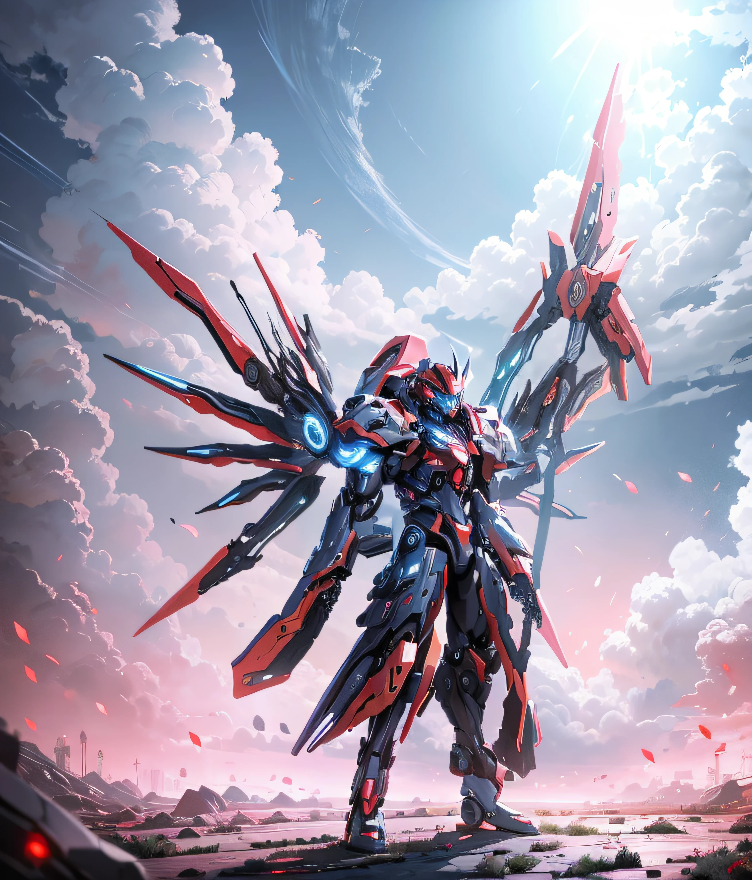 Anime mecha Lübu wearing a mecha suit,Anime Lvbu mecha,Digital cyberpunk anime art, 8 k'',,Realistic and highly accurate, The overall clean and tidy Disney style is dominated by the overall red and black color scheme,The shape is realistic and detailed