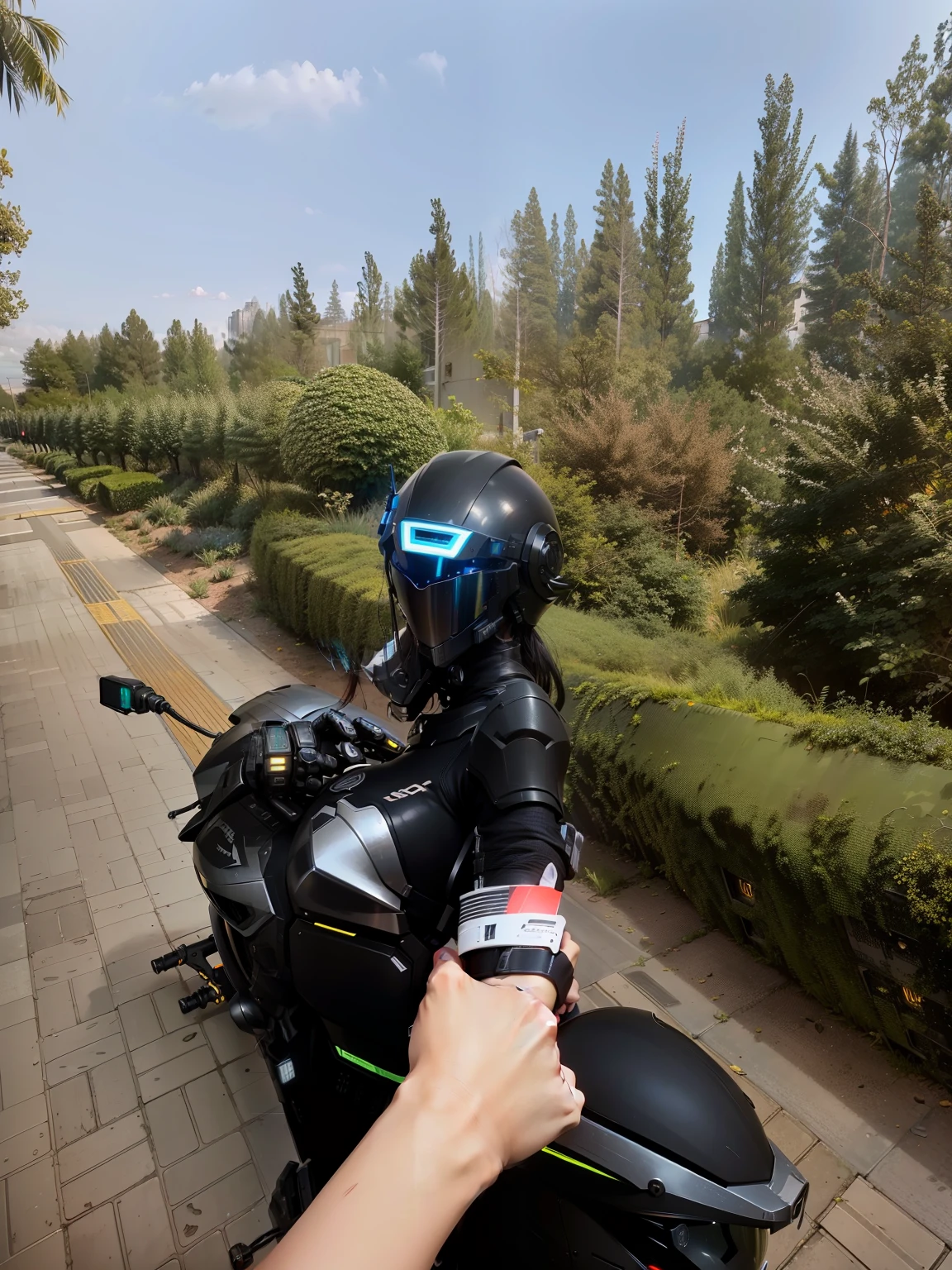 Cute cyberpunk female knight,Black mech costume,Sophisticated black tech helmet,Nousr, Biomechanicals, MSHN Robot Woman,High-tech helmet,hyper realisitc, Steel, Complex design, insanely details, finely detailled, Extremely clear lines, cinmatic lighting, photograph realistic, A detailed masterpiece