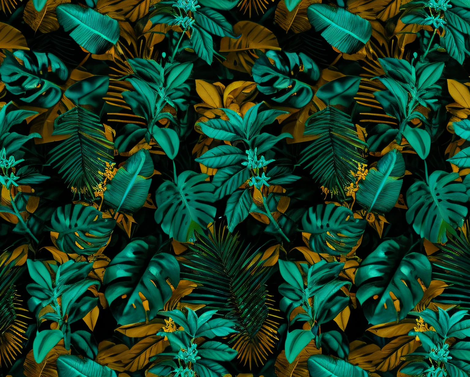 um close up de um monte de folhas verdes em um fundo preto, textura da selva profunda, folhas verde-escuras, folhagem tropical, folhas tropicais, botanic foliage, plantas por todo o lado, selva tropical, grunge da selva, dark neon colored rainforest, folhas verdes coloridas vibrantes, elegantes estampas tropicais, Plantas tropicais, floresta tropical, humor tropical, Plantas e selva, selva densa, dark flower pattern wallpaper