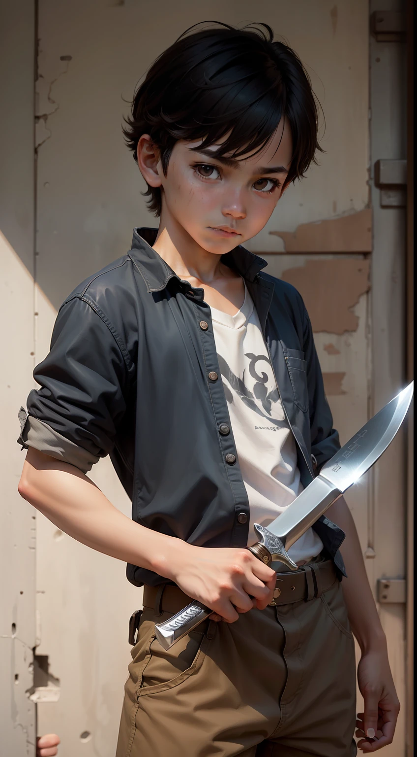 A boy with knife in hand