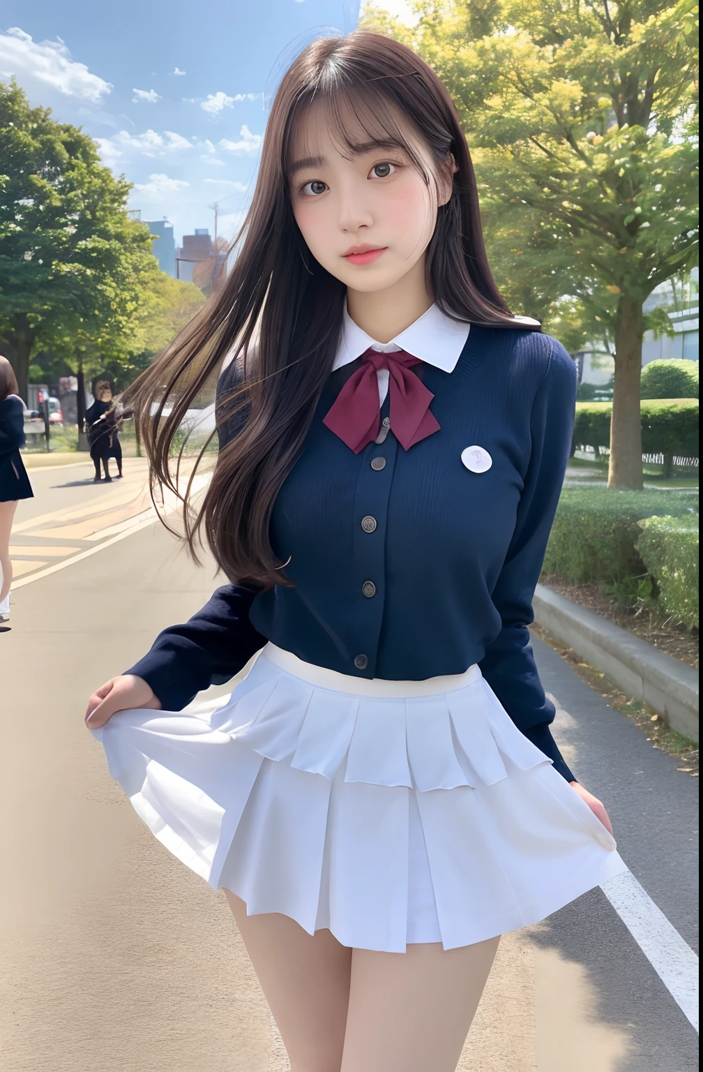 Close up portrait of woman walking in park in uniform、Japan Person Model、Young Sensual Gravure Idol、Young cute gravure idol、Realistic Young Gravure Idol、Realistic sensual gravure idol、Young gravure idols、sophisticated gravure idol、奈良美智、Young skinny gravure idol、beautifull asian girl ever、oppai、full body Esbian、clong legs、Flip up the skirt yourself、Show your pants、Skirt flipping、Turn it over yourself、Show your pants、white panties、Pubic hair shows through、Taking off pantie、Show panties in white panties、Putting Hands in Pantys、I'm masturbating、String bread、Pull up your skirt to show your panties、Exposed panties、white panties、String bread、Sexy highly detailed CG Unity 8k wallpaper、top-quality、ultra-detailliert、masterpiece、realisitic、Photo Real、extremely detailed cute girl、20yr old、(skirt rift)、((skirt lift by yourself))、Black panties、panties focus、red blush、cparted lips、looking at the viewers、Semi-body shot、Wearing a ruffled shirt、(Large crowds)、(Crowded city)、bluntbangs((top-quality、8K、masterpiece:1.3))、focus:1.2、Perfect Body Beauty:1.4、s ass:1.2、(Layered Haircut:1.2))、(Sateen、street:1.3)、Bandeau Dress:1.1、Highly detailed facial and skin texture、Delicat eyes、二重まぶた、Whitened skin、length hair、(with round face:1.5)