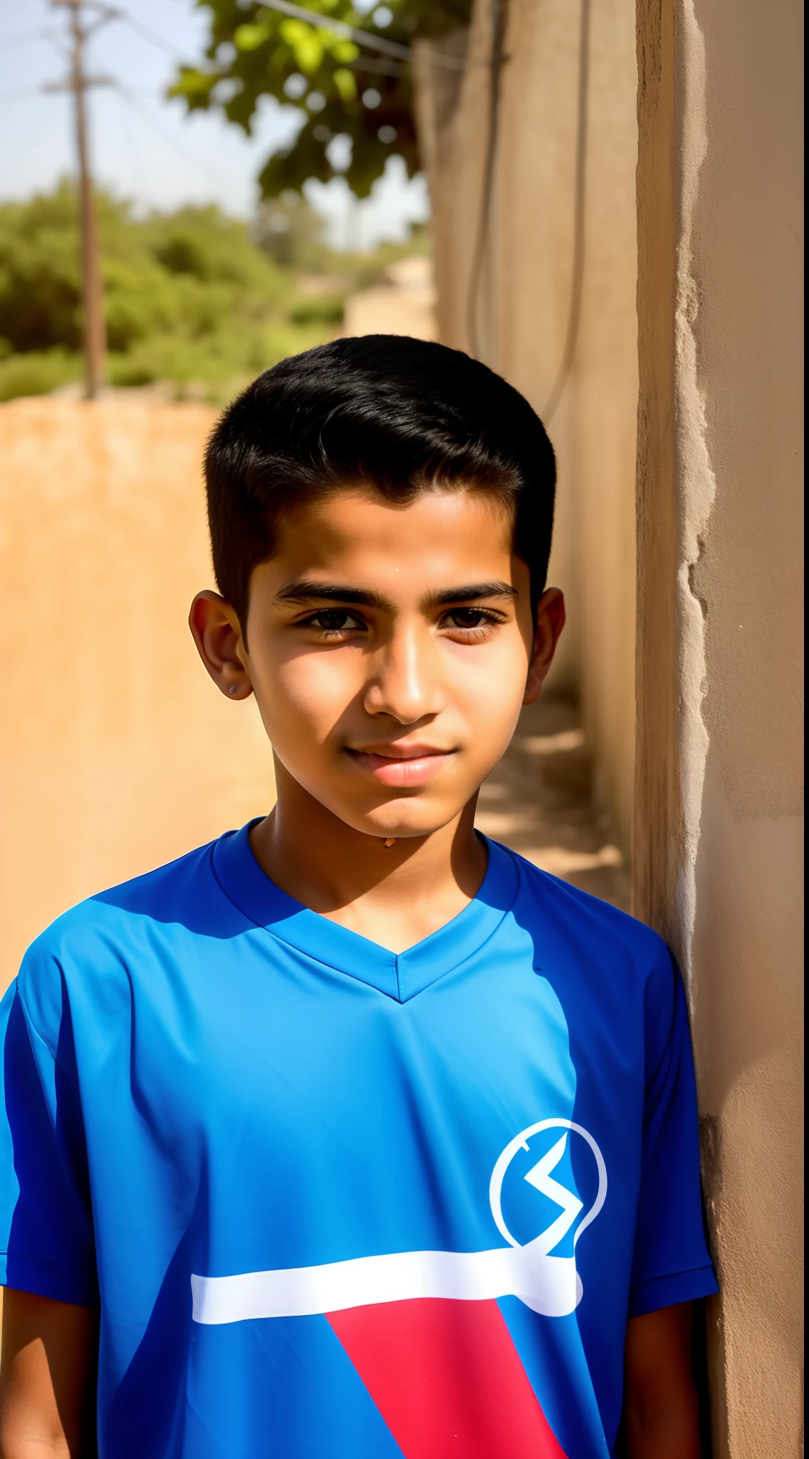 there is a young boy that is standing in front of a telephone line, reyyan, riyahd cassiem, very very low quality picture, ayan nag, mohamed chahin, in sunny weather, around , vastayan, with accurate face, youn