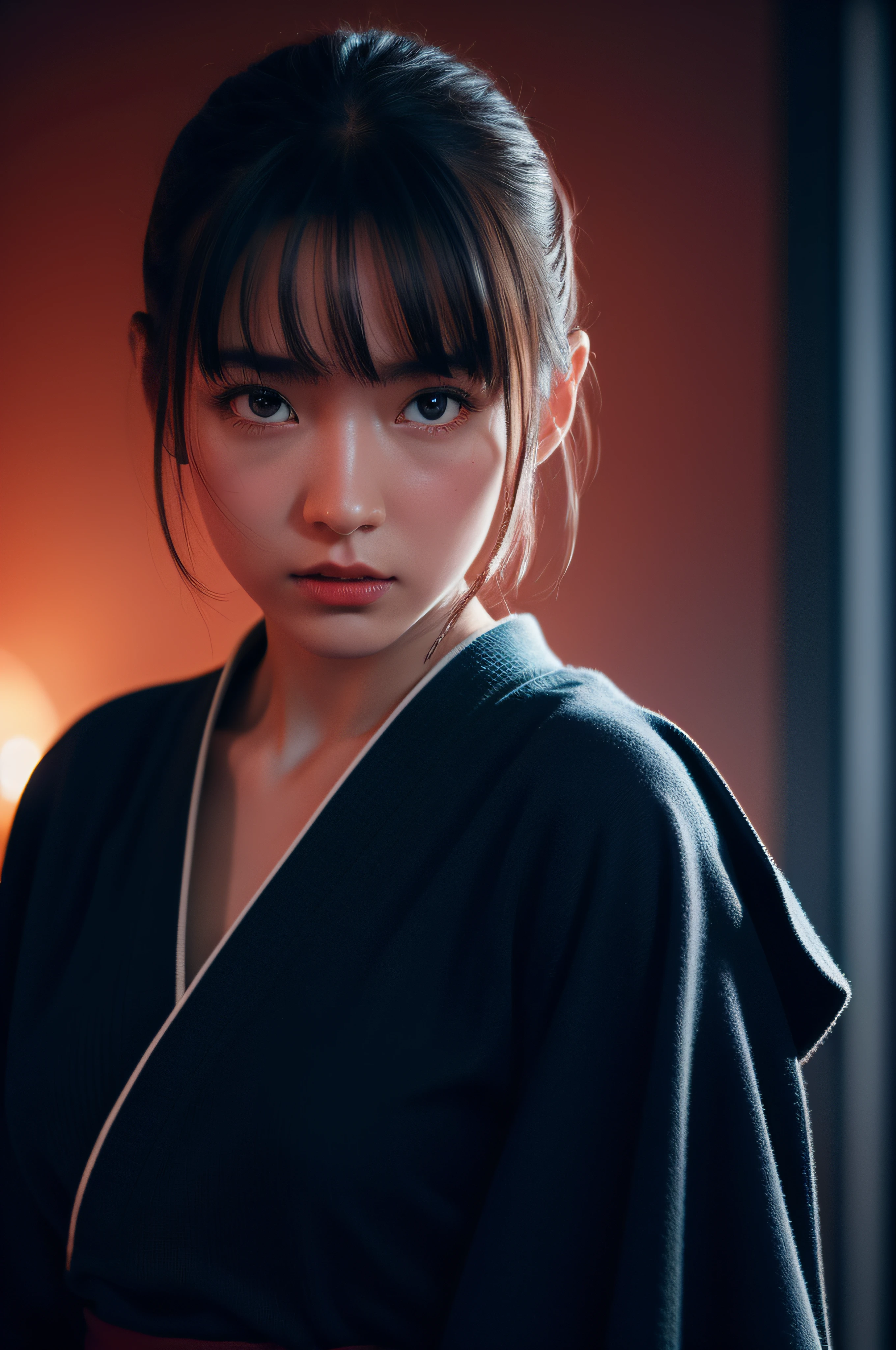art of aikido girl, detailed,intricate, cinematic red and blu lighting, 4k, focused, extreme details, cinematic, masterpiece, super resolution,