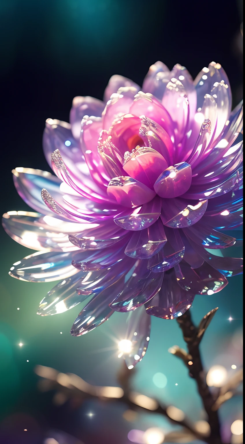 crystal spring blossom,
fantasy, galaxy, transparent,
shimmering, sparkling, splendid, colorful,
magical photography, dramatic lighting, photo realism, ultra-detailed, 4k, Depth of field, High-resolution