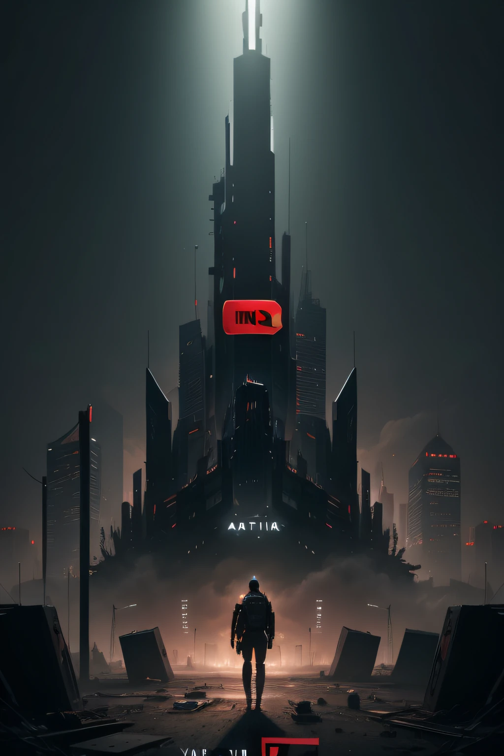make a dystopia logo, youtube channel, dark