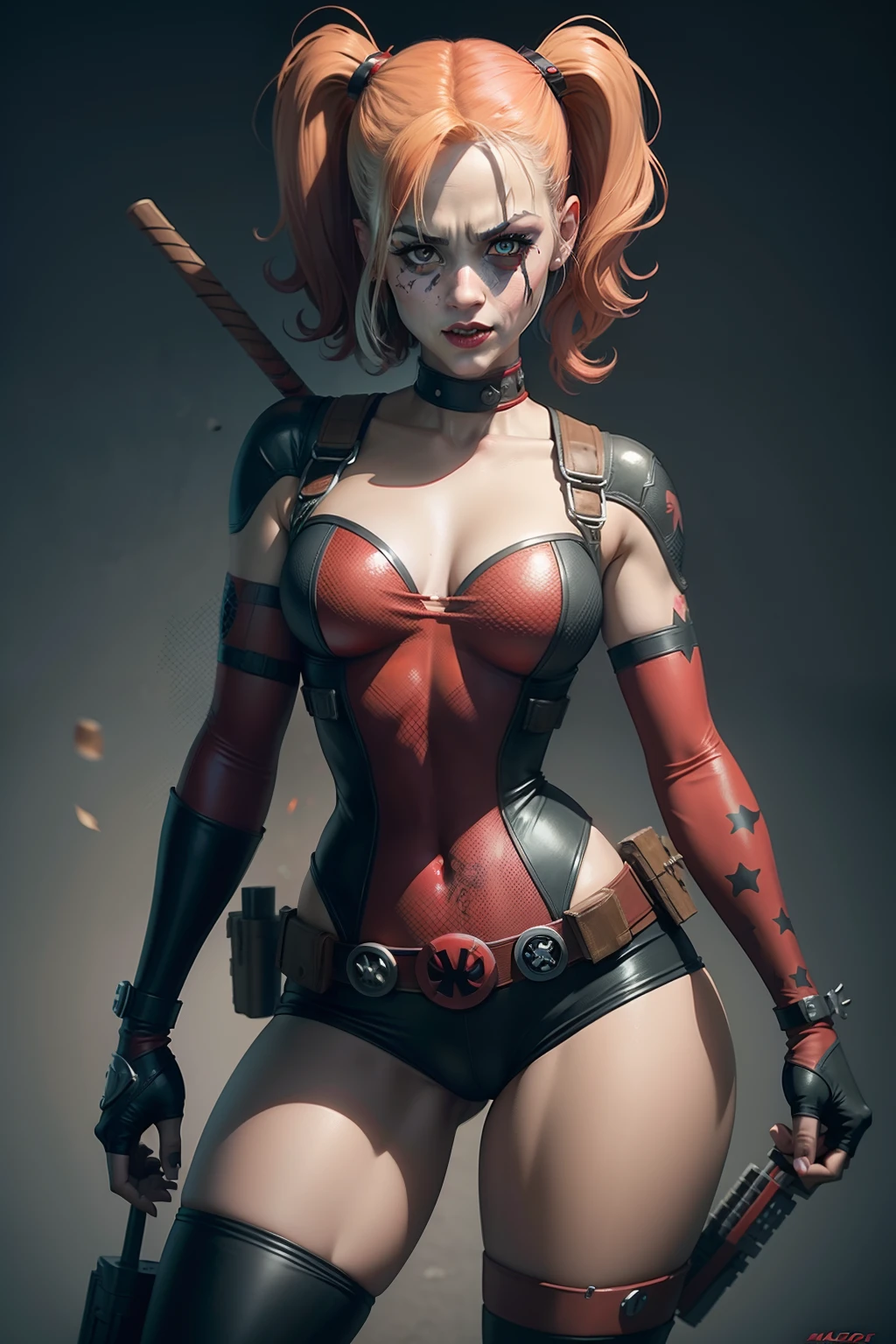 Deadpool fusão Harley Quinn: Chaotic themes.