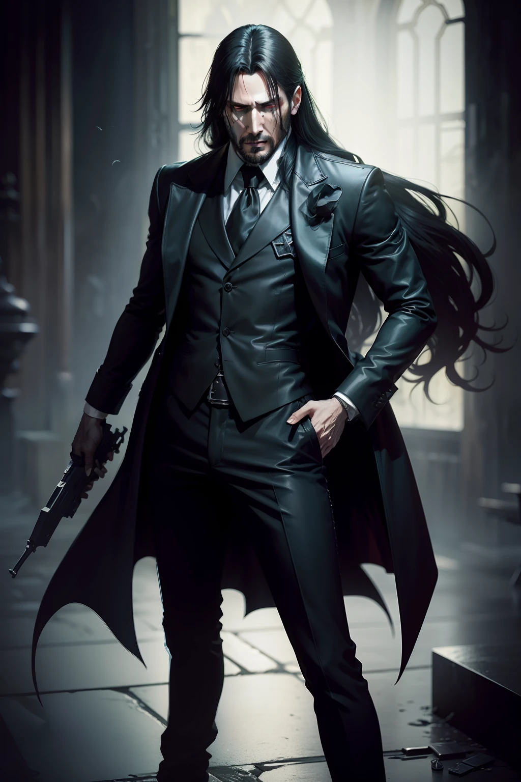 John Wick Alucard merger (Hellsing): A bounty hunter with vampire skills.